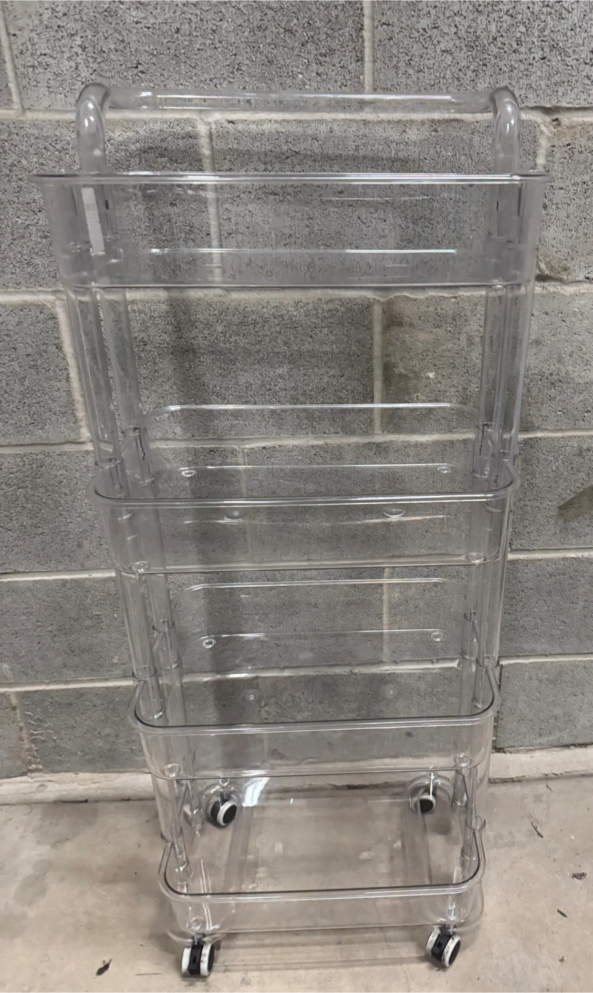 Clear 4-Tier Rolling Storage Cart - photo 2