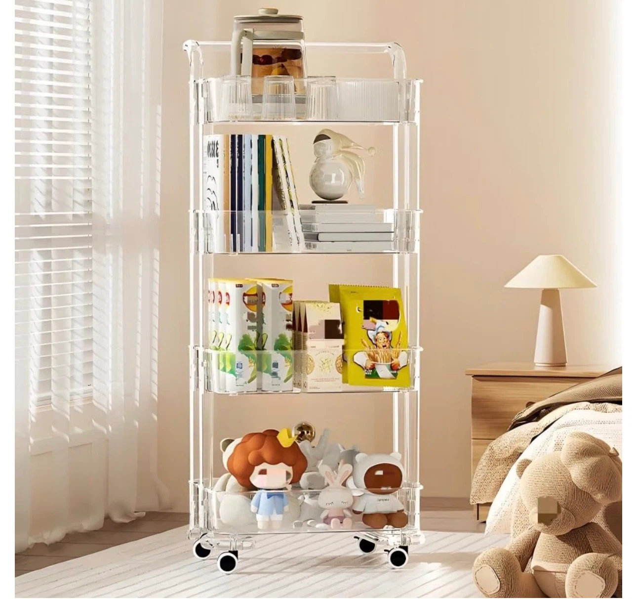 Clear 4-Tier Rolling Storage Cart - photo 4