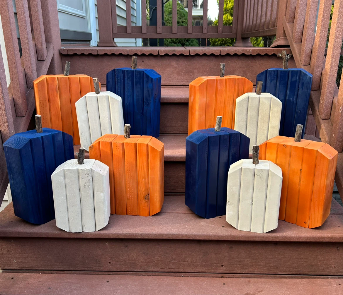 Handmade Wooden Pumpkins – Chicago Bears Colors, Indoor/Outdoor