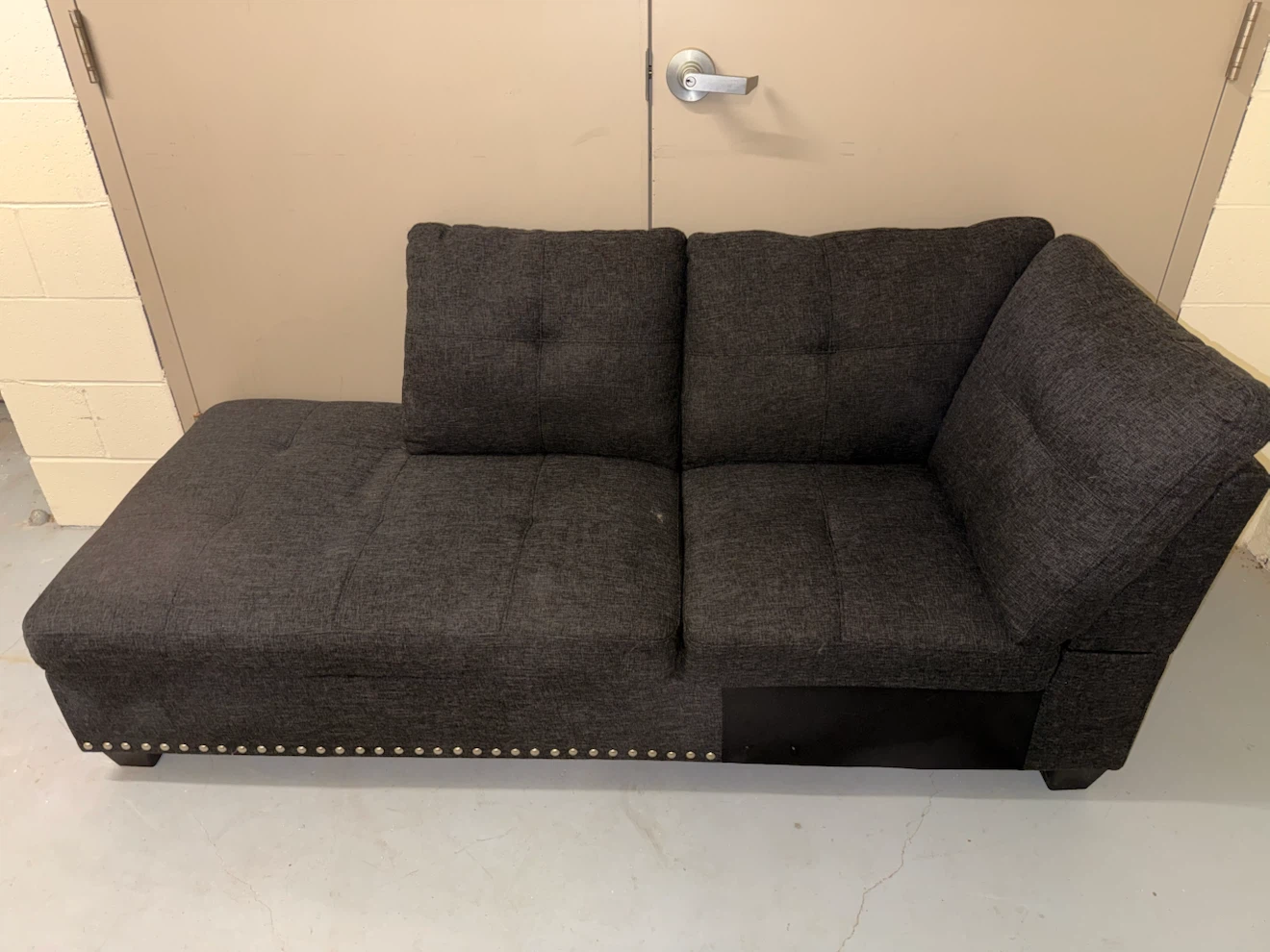 Dark Grey Tufted Chaise Lounge