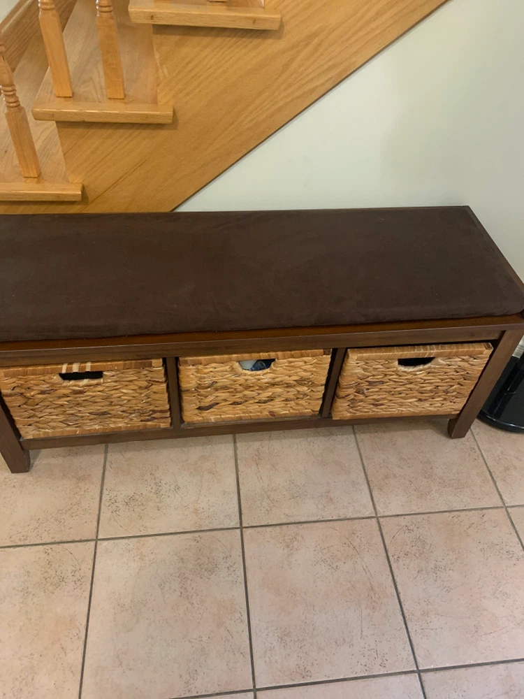 Storage Bench with Three Wicker Baskets - photo 2