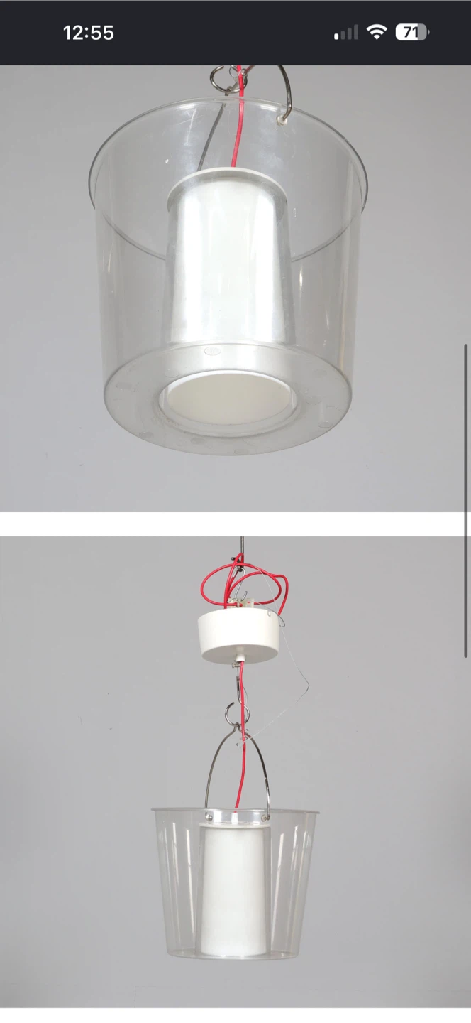 2 RARE VINTAGE IKEA LUCITE BUCKET CEILING LIGHTS RETRO LAMP - photo 2