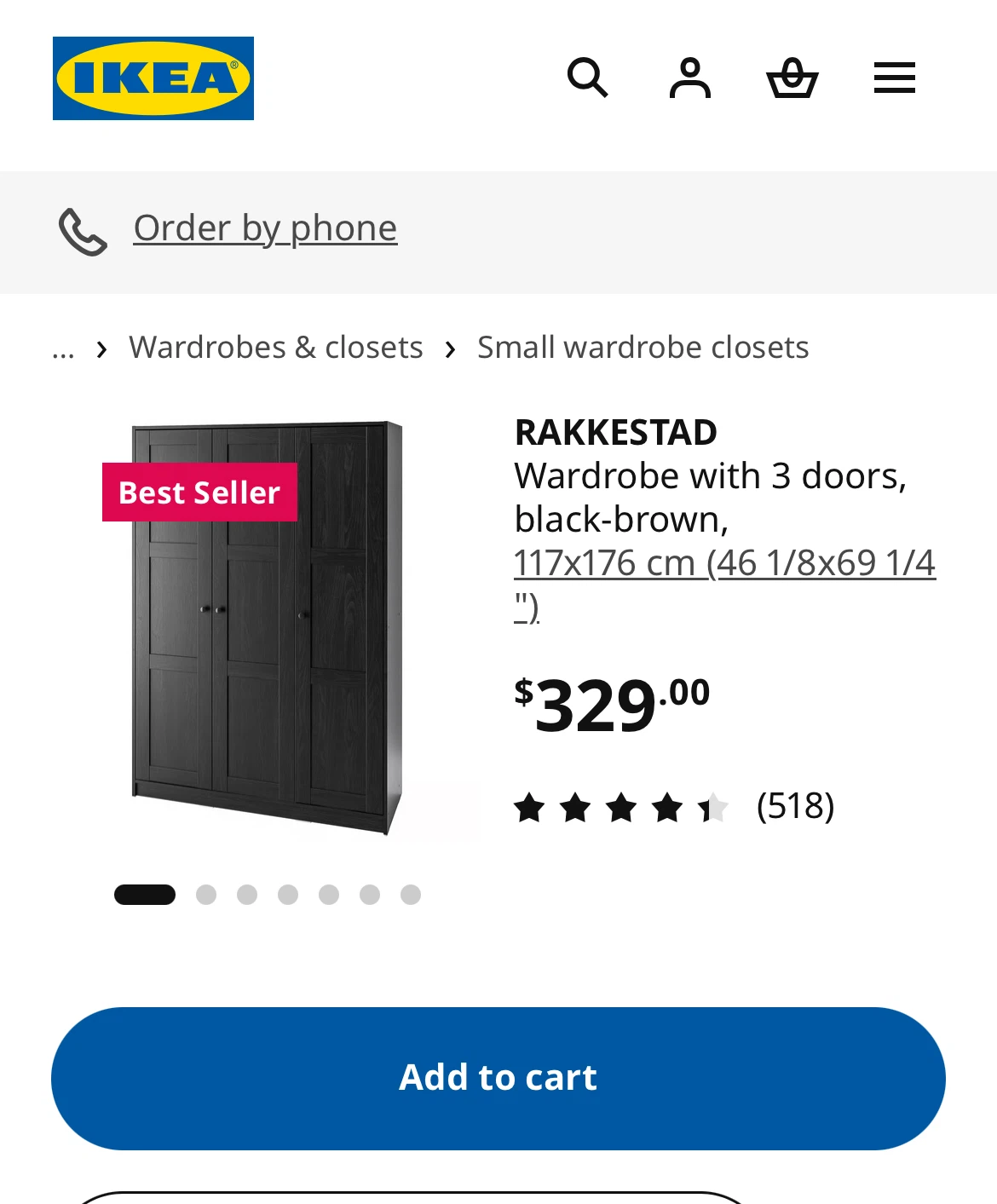 Move out sale: RAKKESTAD 3-Door Wardrobe Black-Brown - photo 2