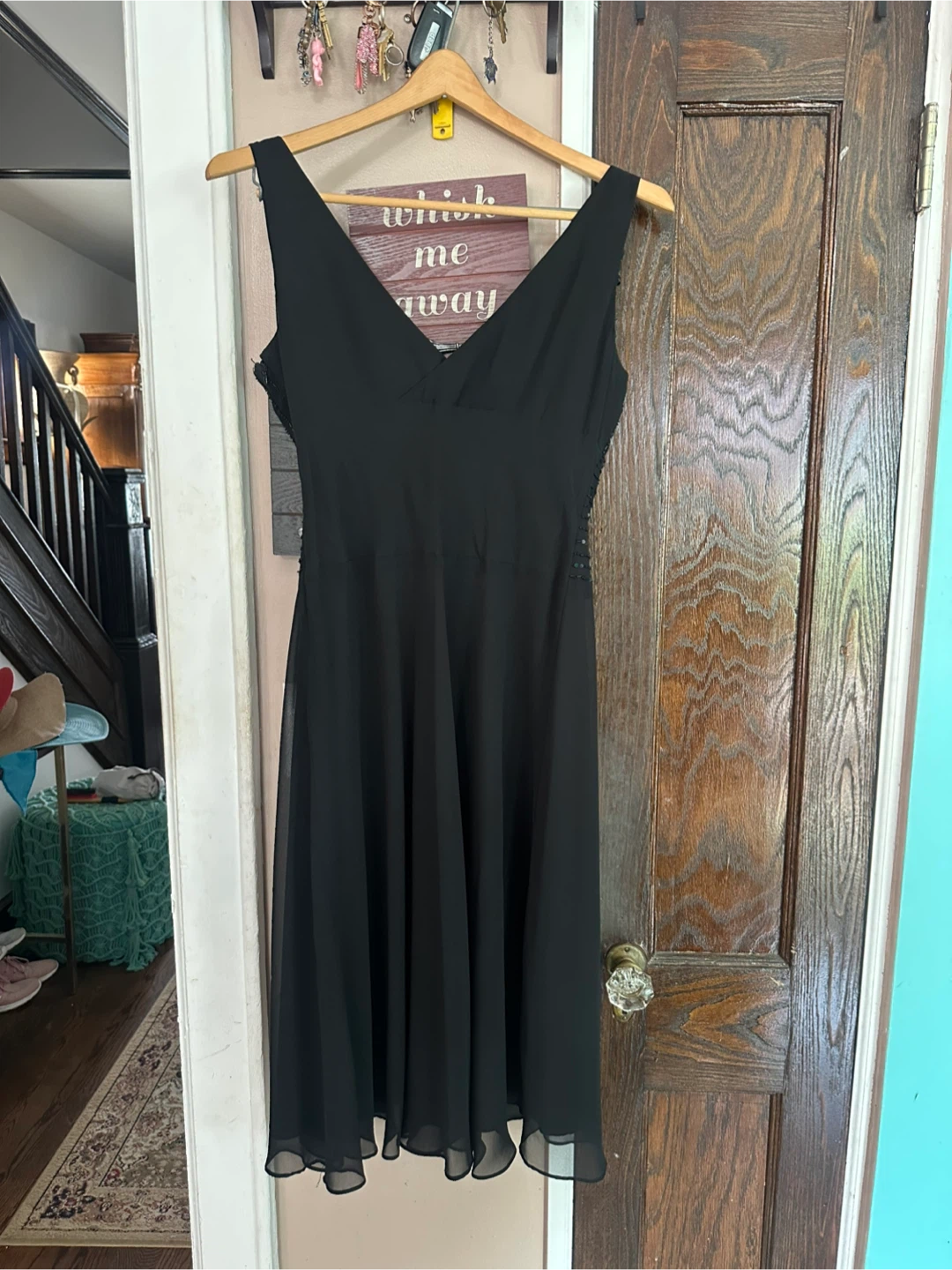 S.L. Fashions Black Beaded Evening Dress Size 14 - photo 5
