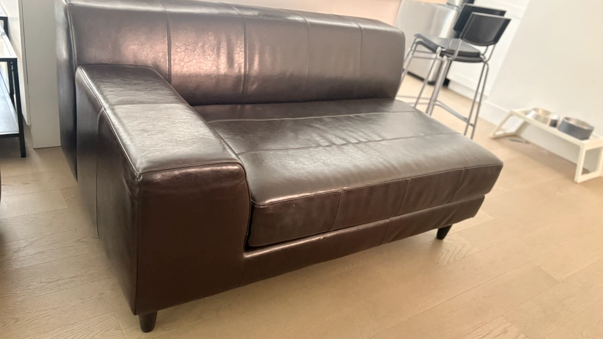 Dark Brown Leather Sofa - photo 3