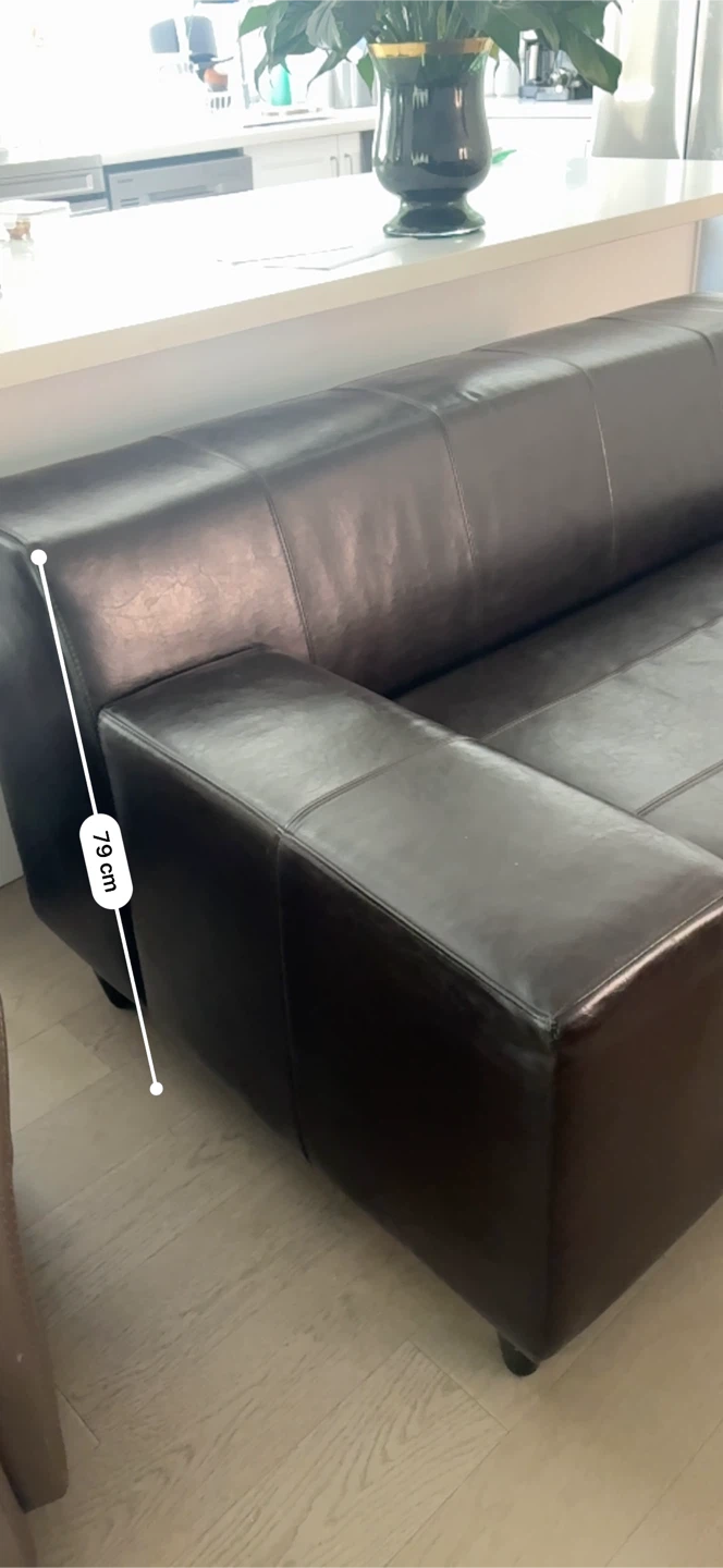 Dark Brown Leather Sofa - photo 5