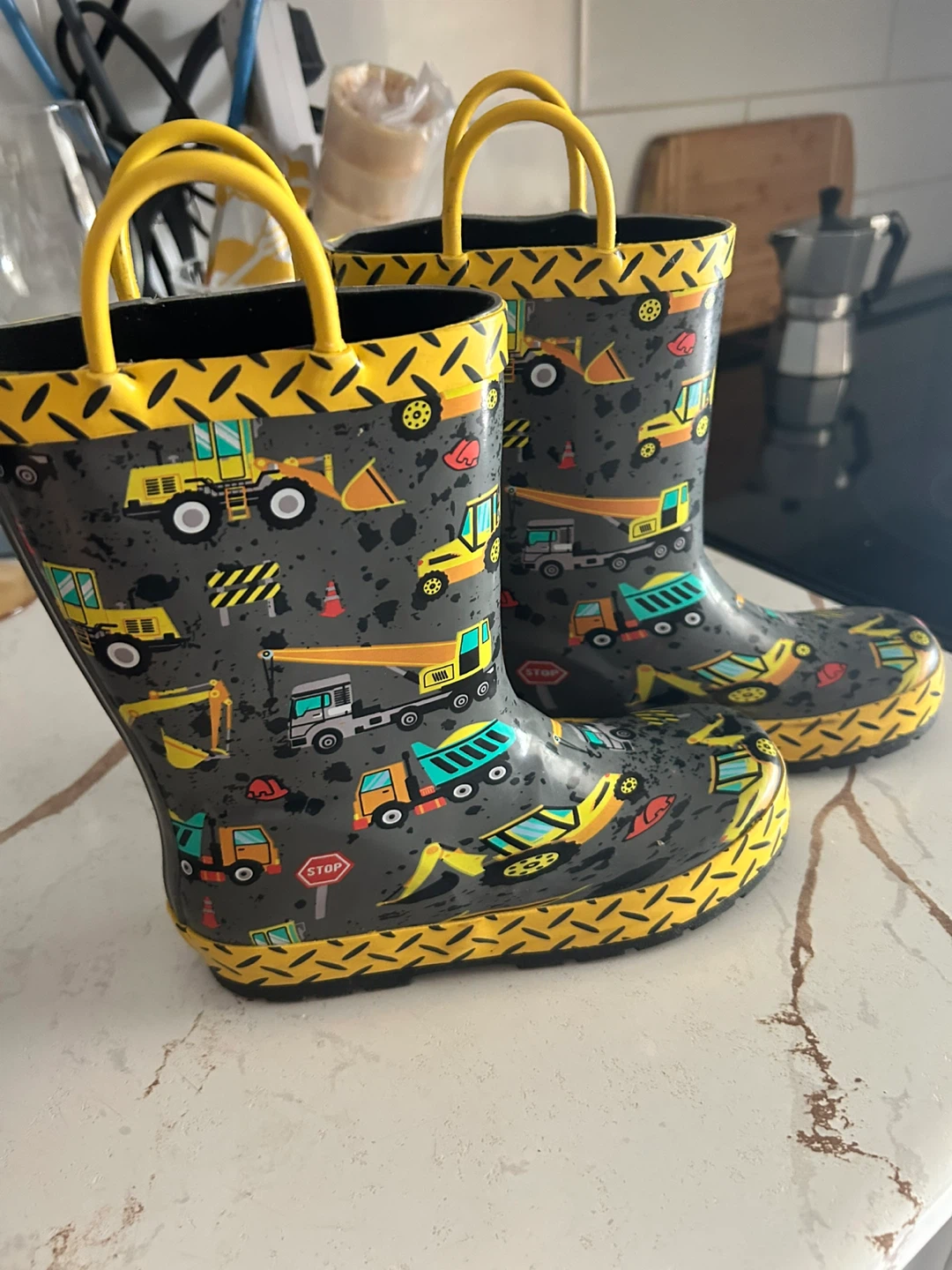 Kids Construction Print Rain Boots