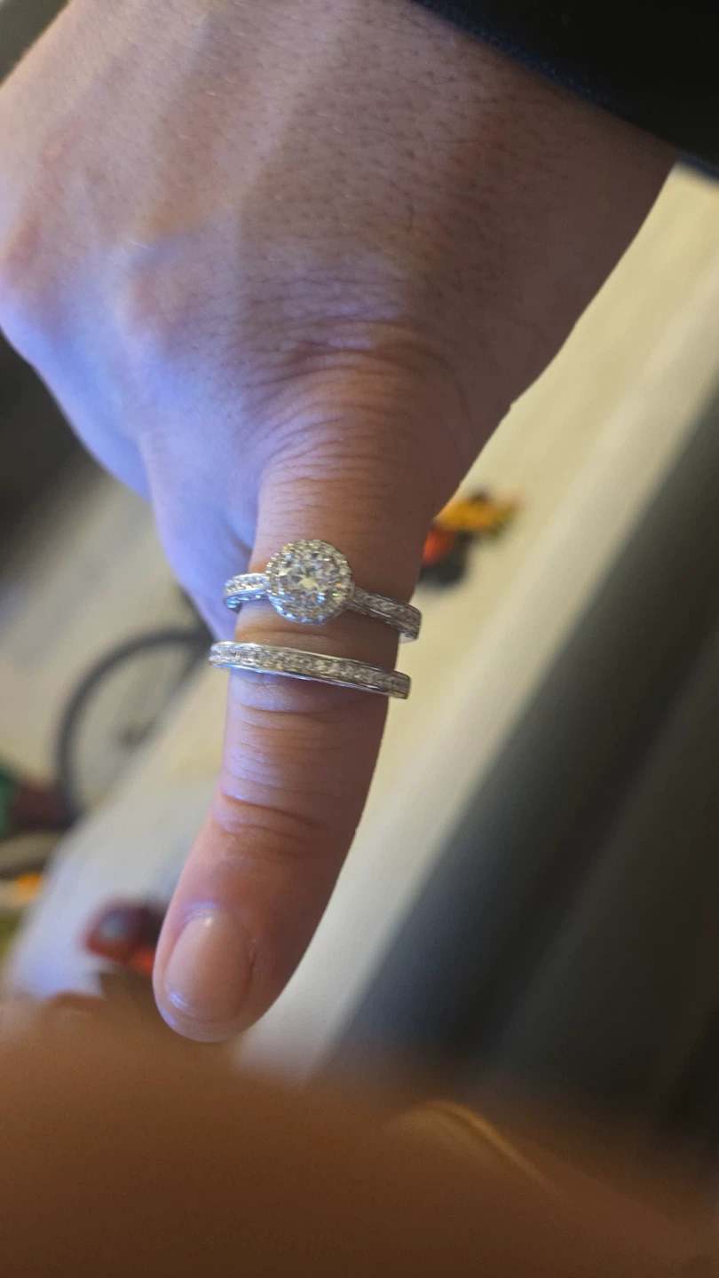 Two-piece Halo Engagement Ring Set