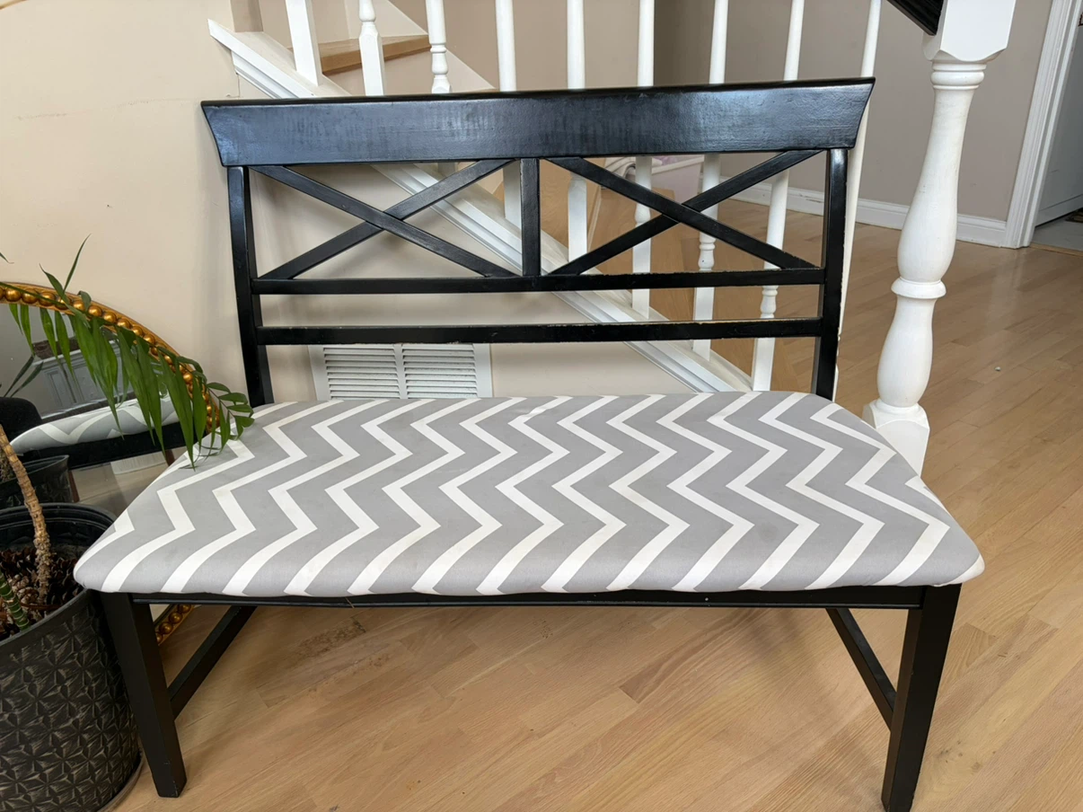 Rustic Black Wooden Accent Bench / Entryway Seating