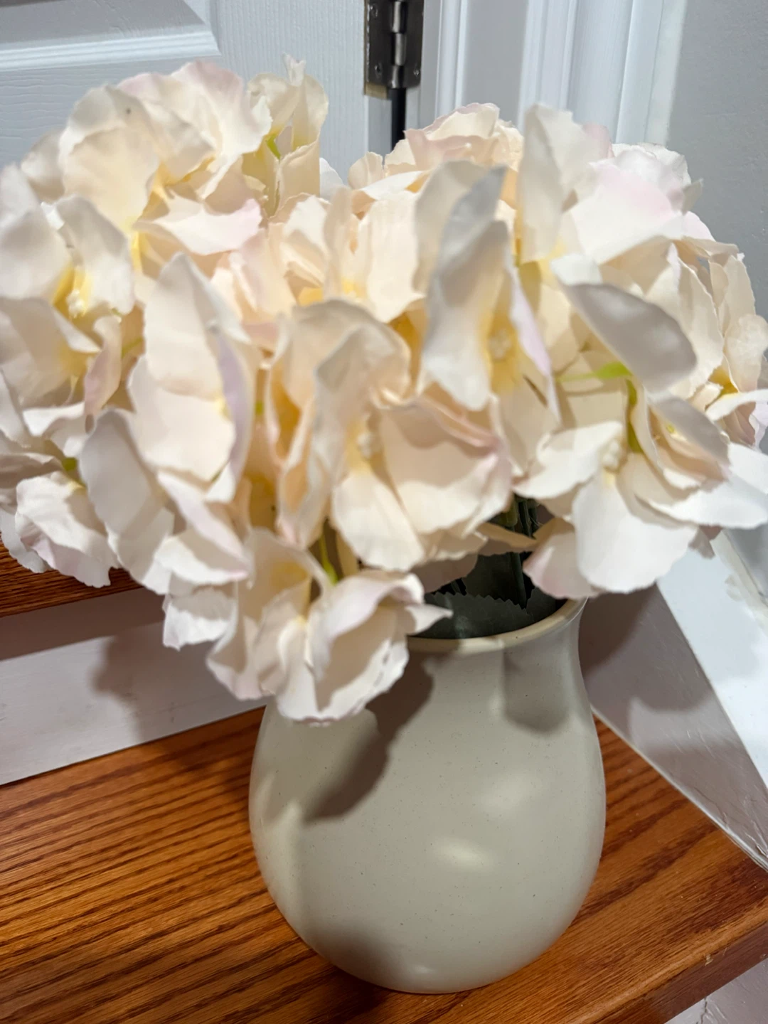 Artificial Hydrangea Flowers in Ceramic Vase