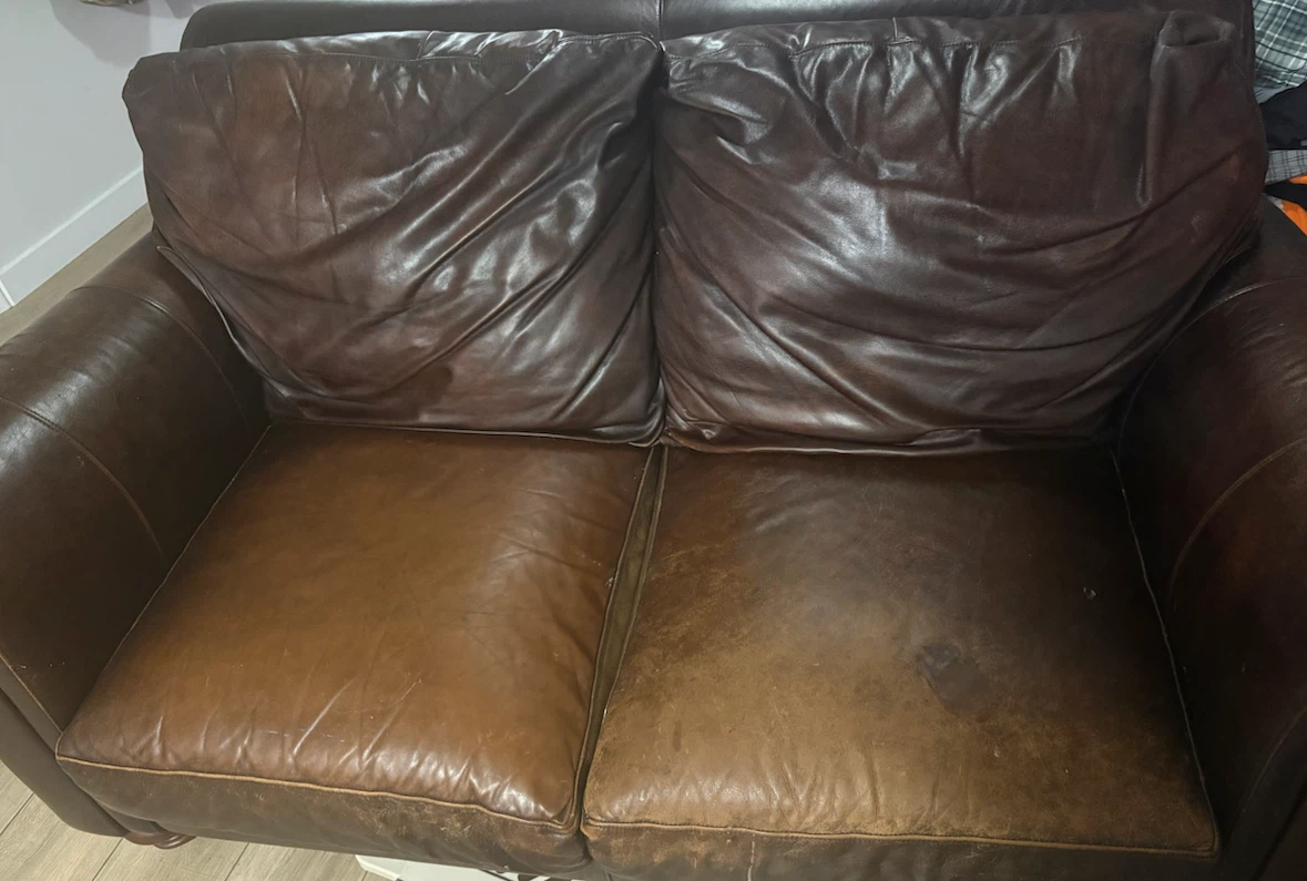 Brown Leather Loveseat