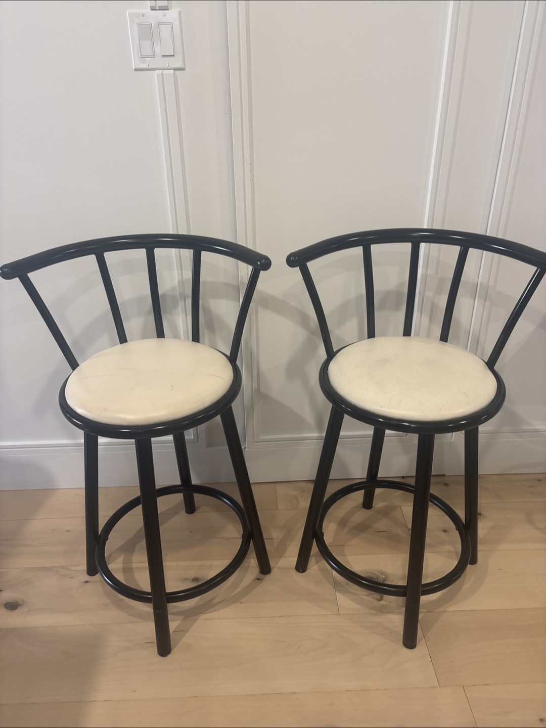 Set of Two Black Metal Bar Stools