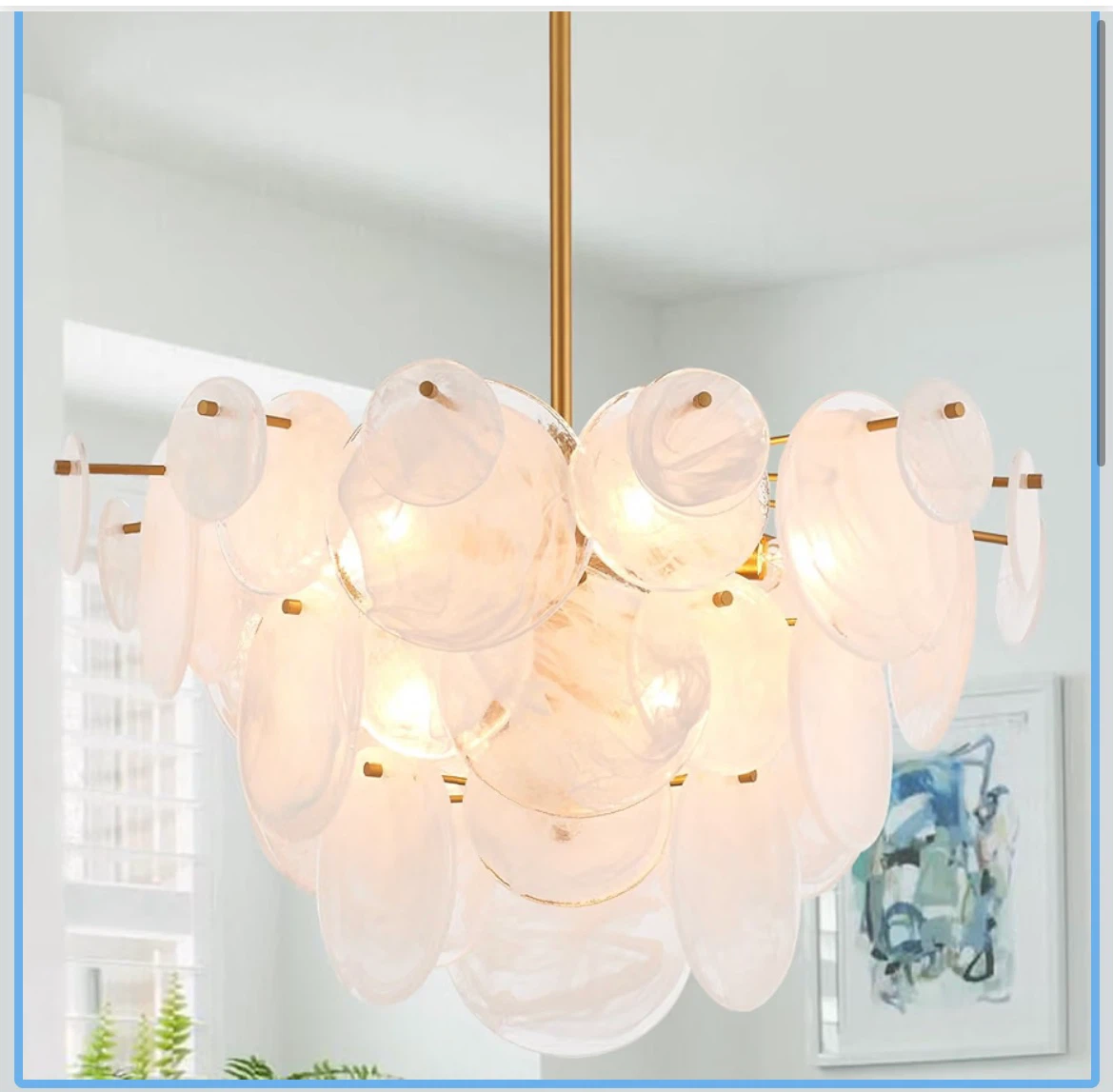 Contemporary Gold and Glass Chandelier