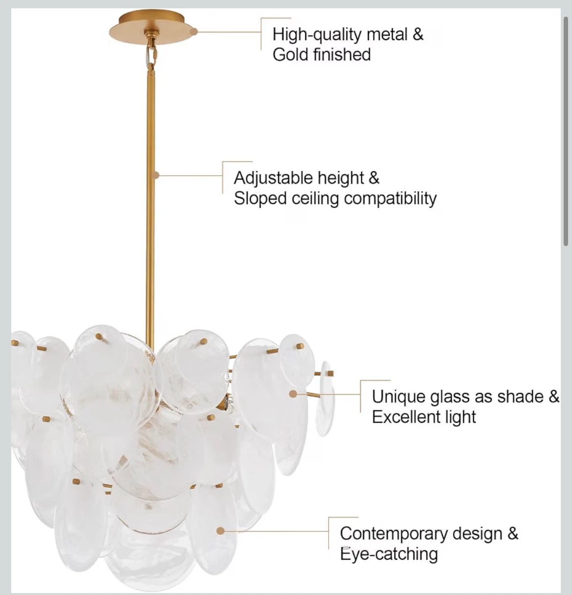 Contemporary Gold and Glass Chandelier - photo 4