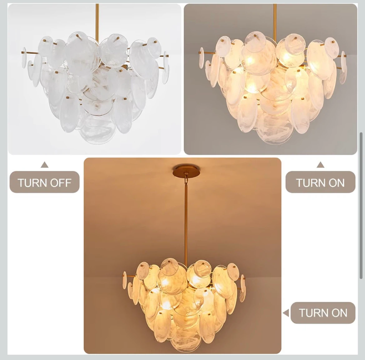 Contemporary Gold and Glass Chandelier - photo 5