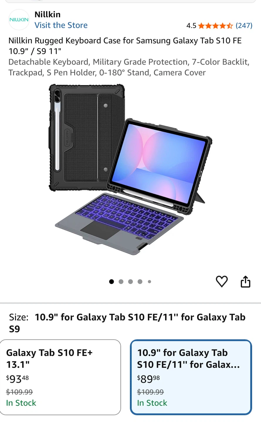 Nillkin Rugged Keyboard Case for Galaxy Tab S10 FE/S9