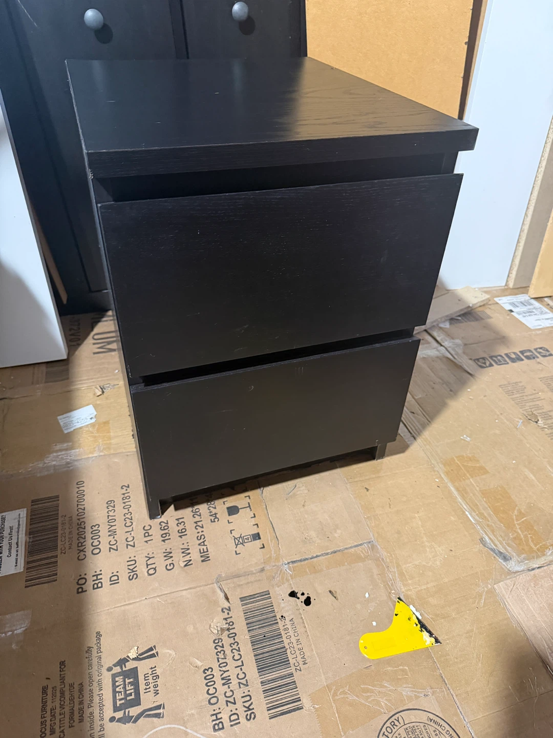 Black 2-Drawer Bedside Table