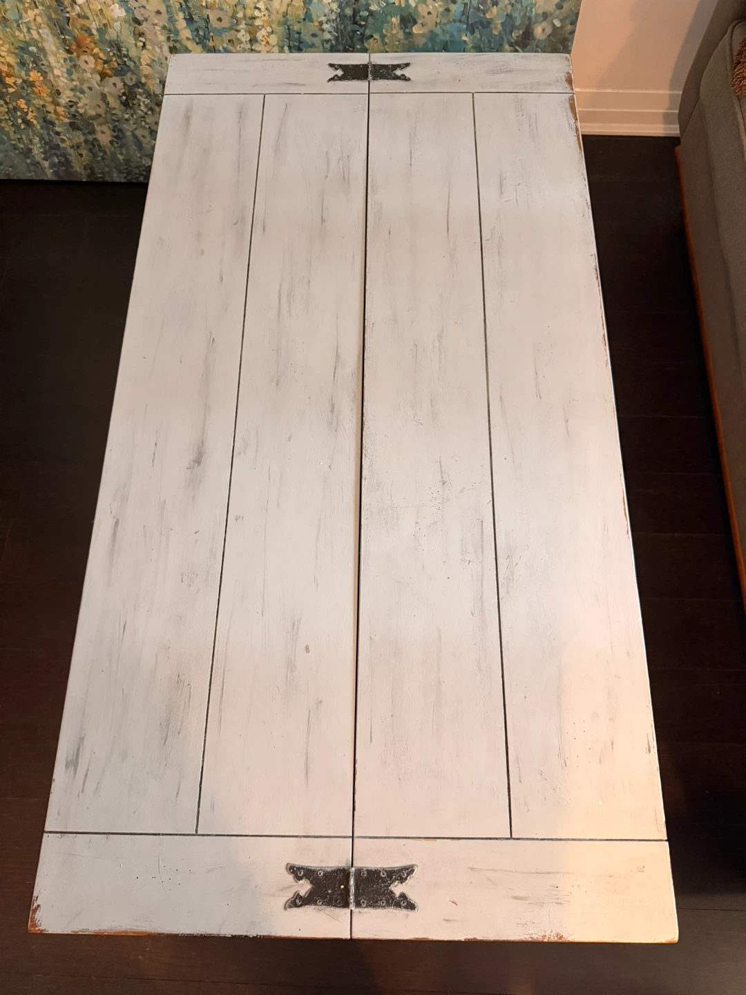 Vintage Distressed Grey Wood Coffee Table with Storage - photo 3