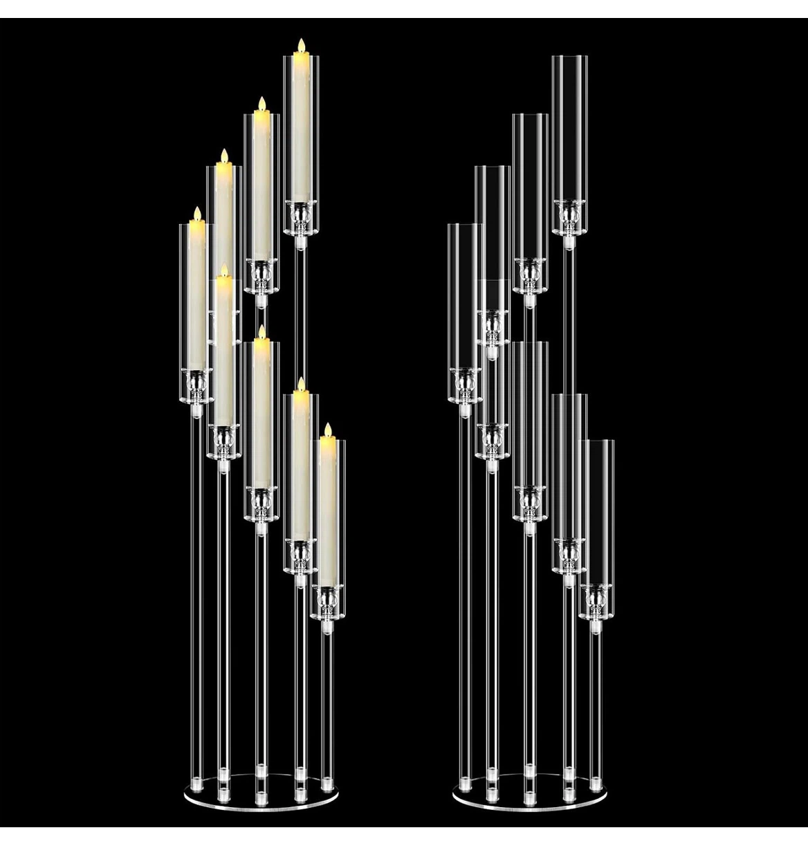 Set of 2 Acrylic Multi-Level Candle Holders