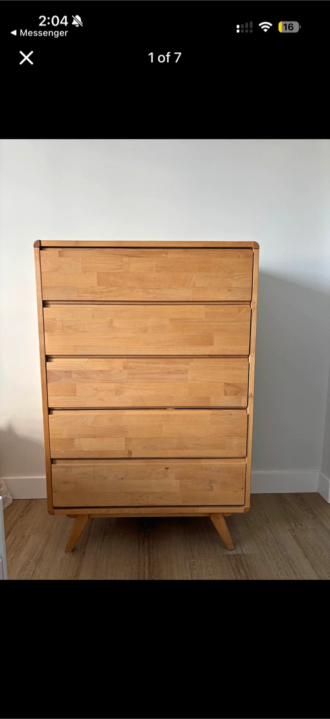 MCM Solid Wood 5-Drawer Dresser
