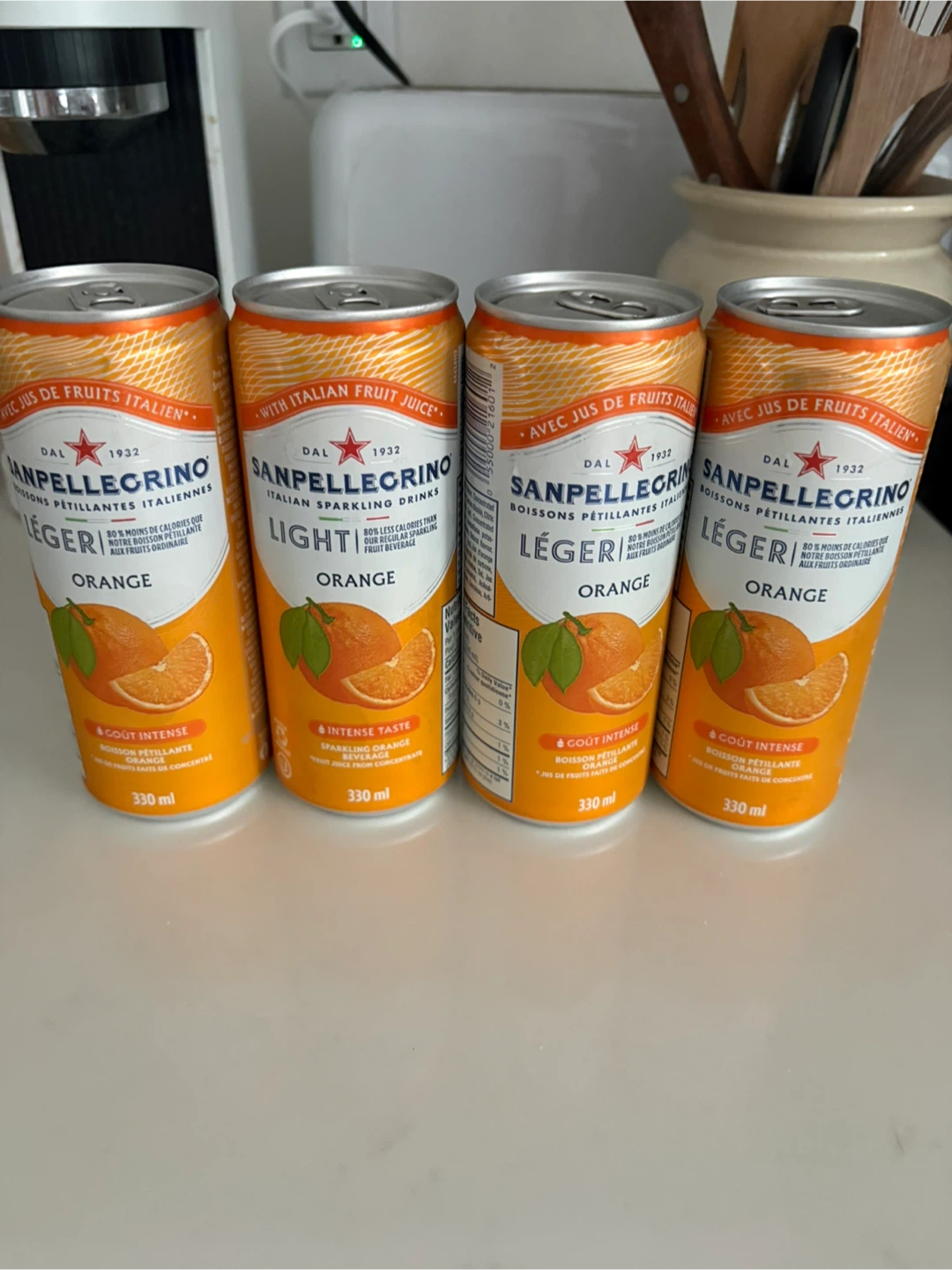 4 Sanpellegrino Orange Light Sparkling Drinks