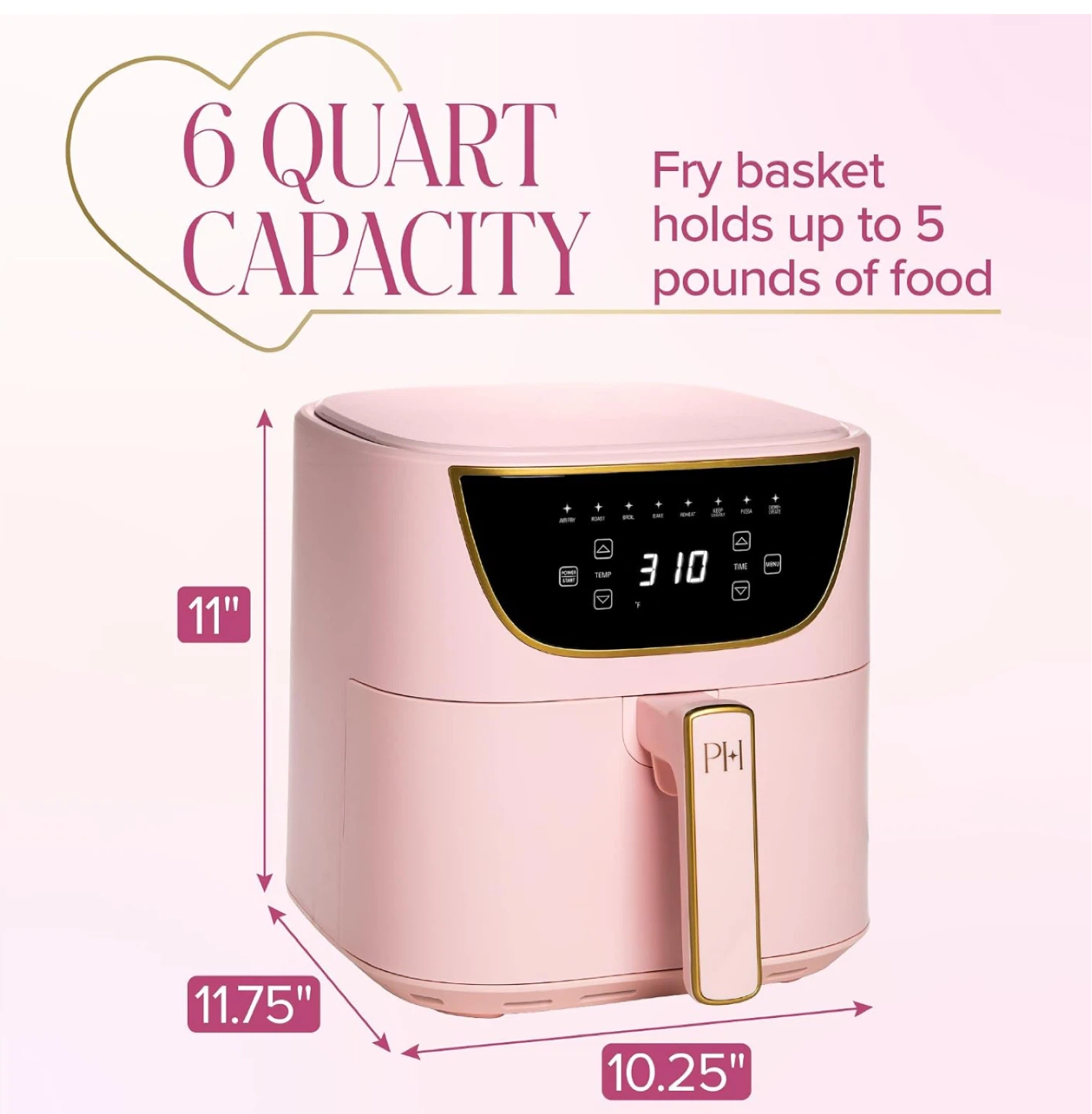 Air Fryer 6 quart Paris Hilton pink