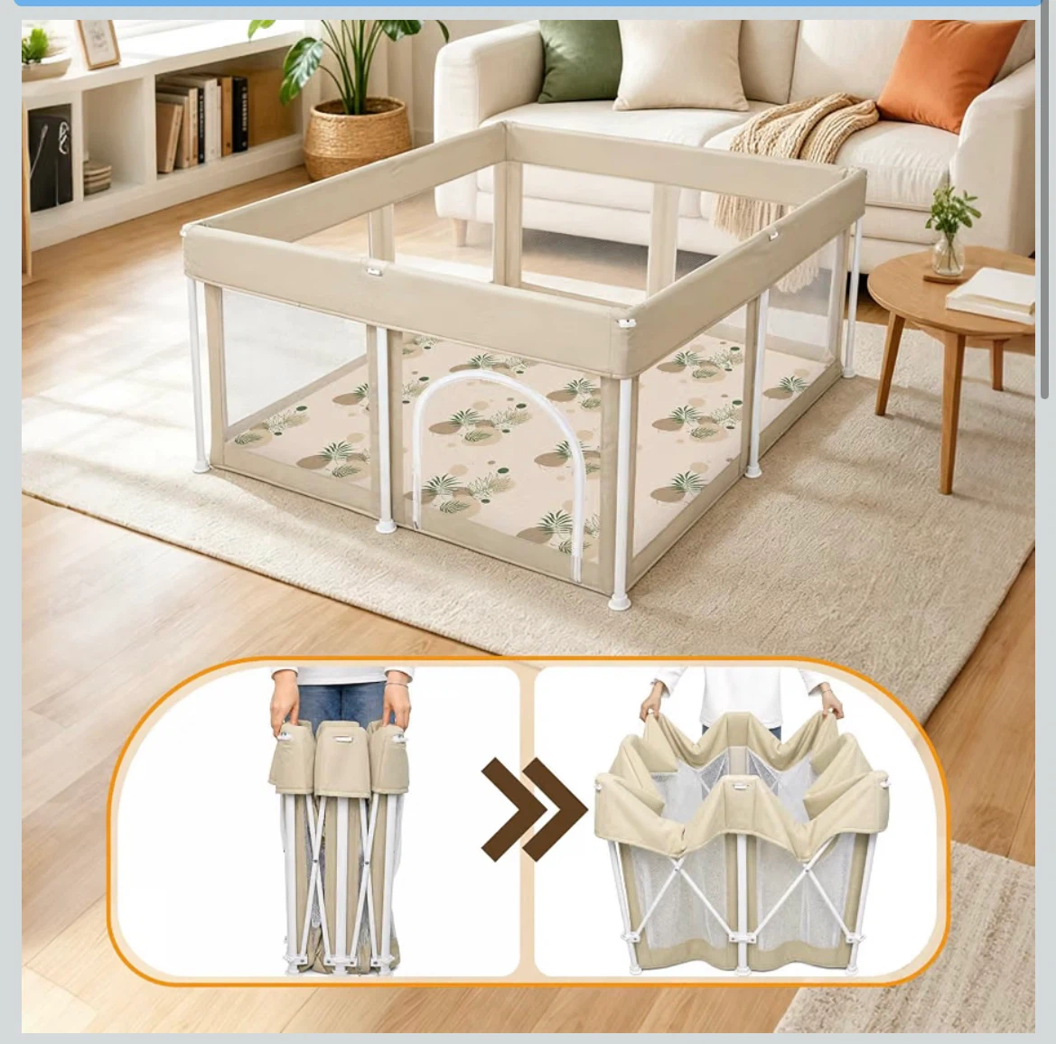 Portable Baby Playpen with Zipper Door - photo 2
