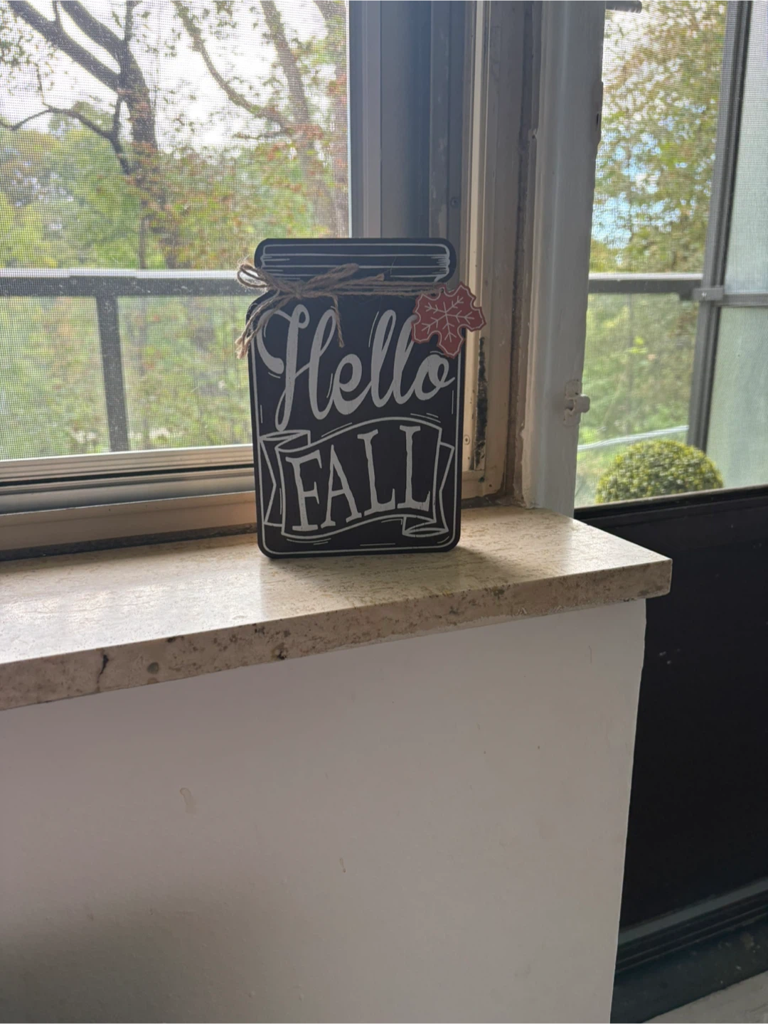 Wooden Hello Fall decor sign
