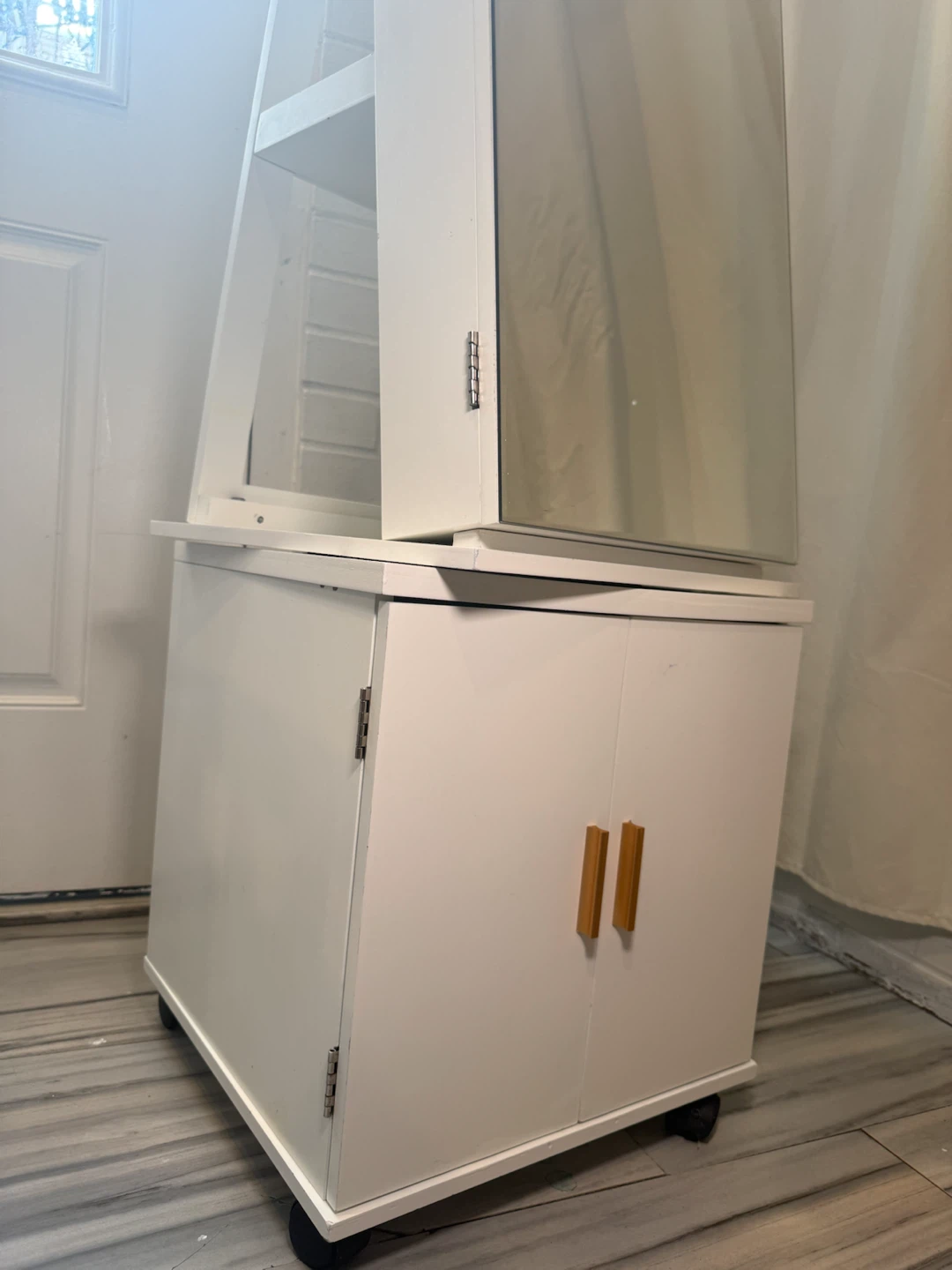 White Vanity Mirror with Storage Cabinet - photo 3