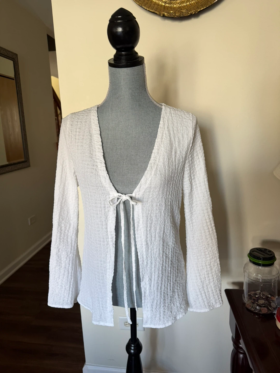 White Tie-Front Cardigan size small New open package - photo 3