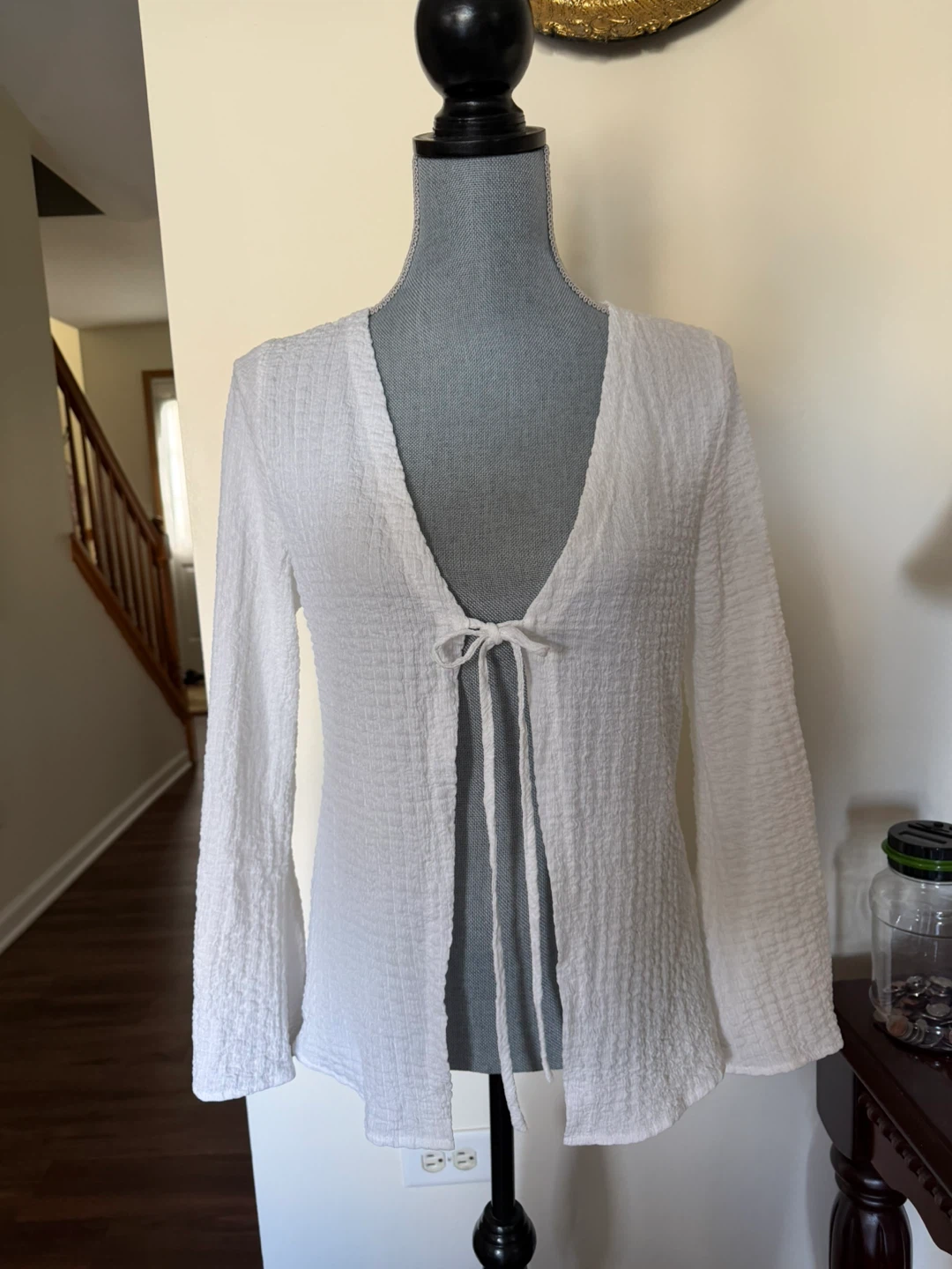 White Tie-Front Cardigan size small New open package - photo 4