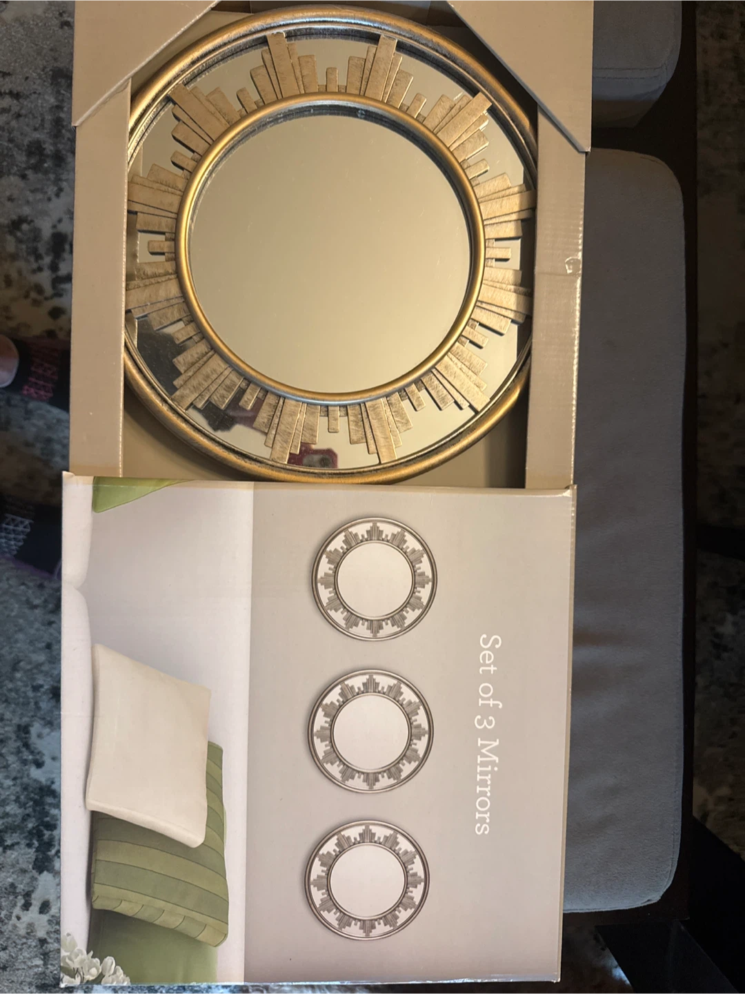 Set of 3 Decorative Gold Wall Mirrors