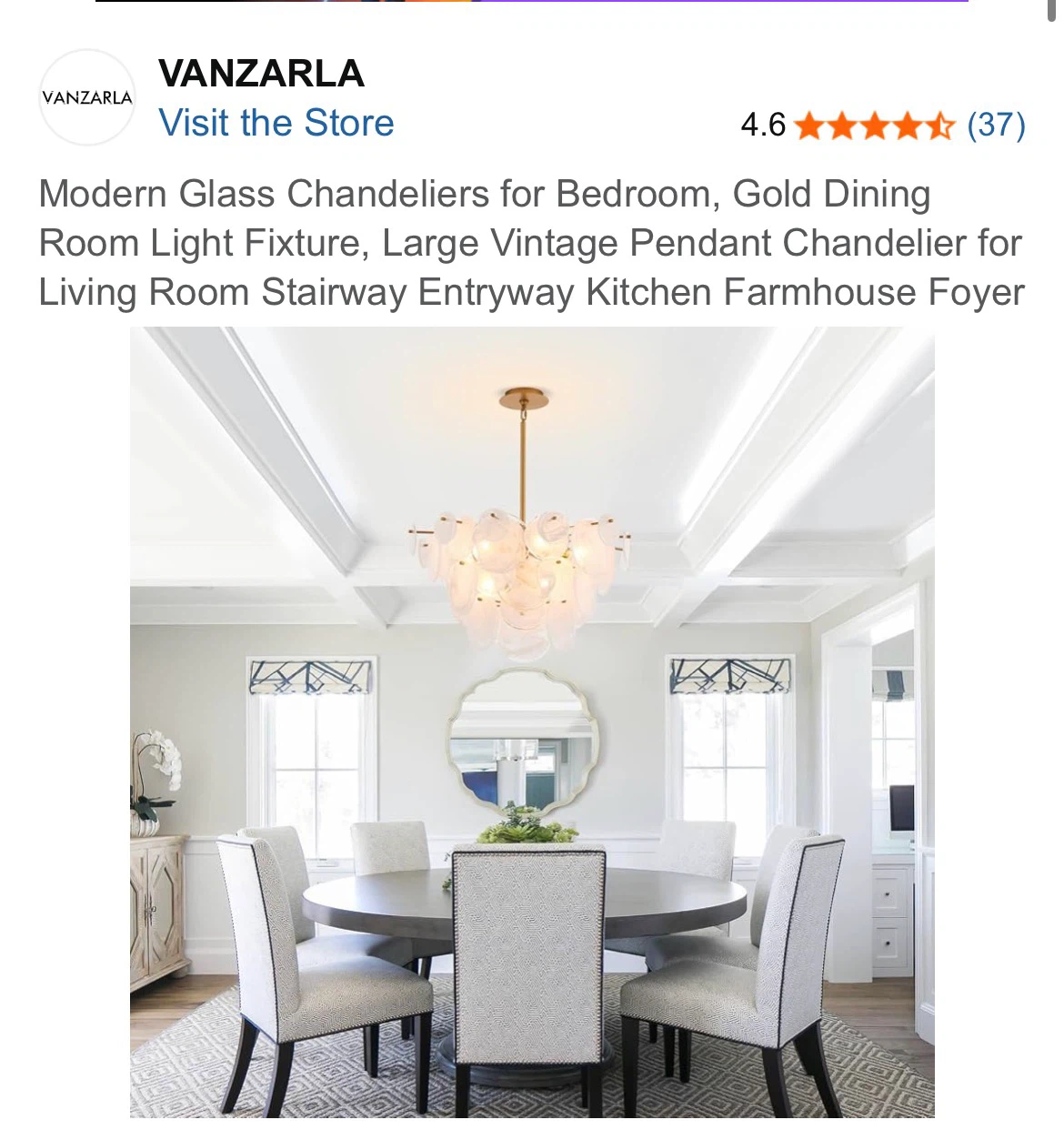 Vanzarla Modern Glass and Gold Chandelier - photo 3