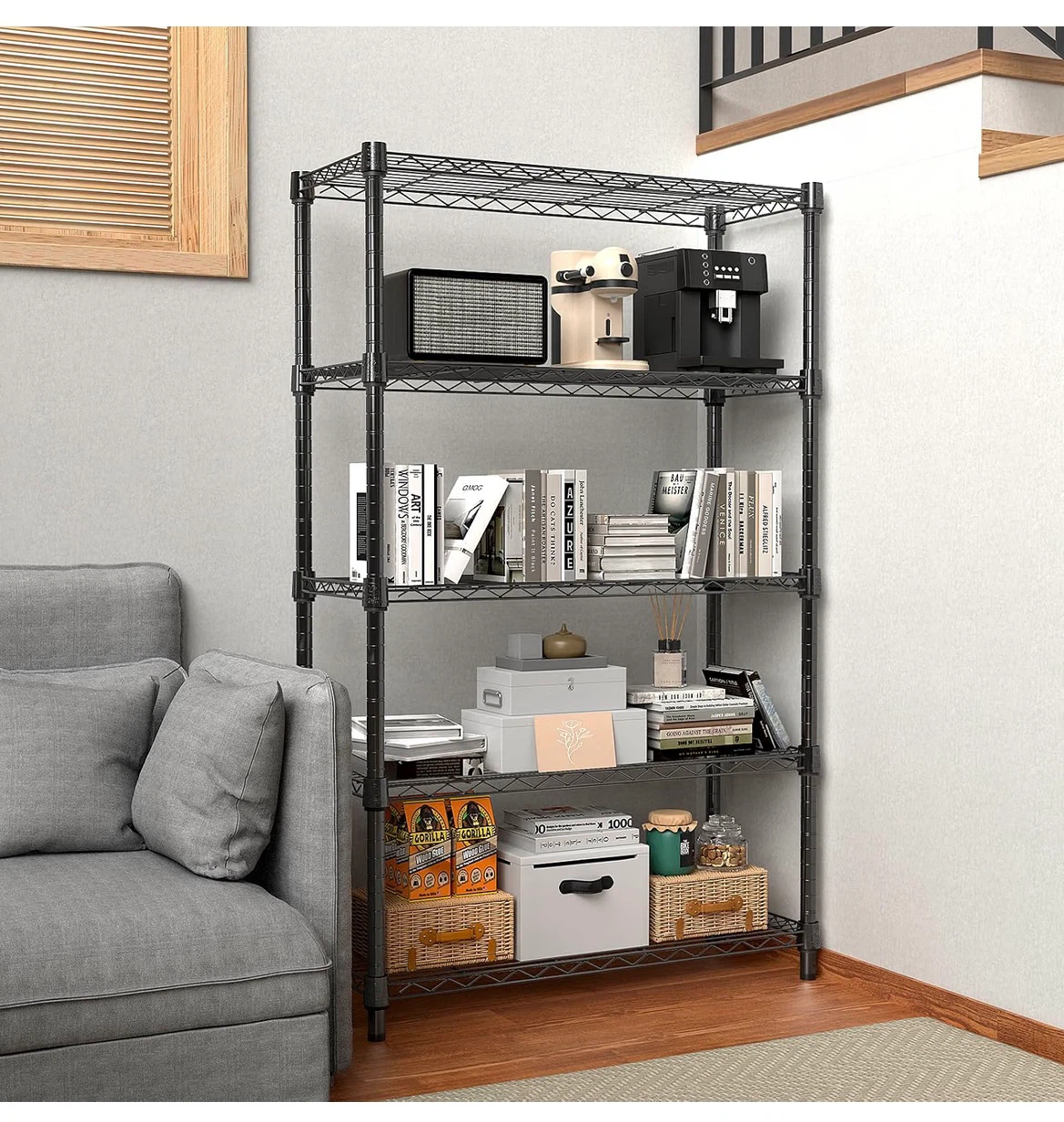 5-Tier Adjustable Wire Storage Shelving Unit - photo 2