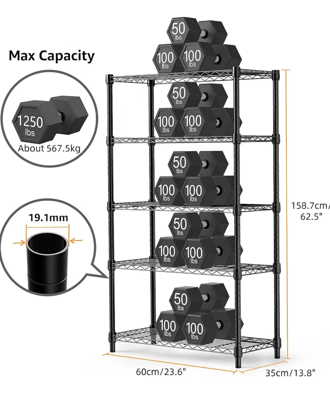 5-Tier Adjustable Wire Storage Shelving Unit - photo 3