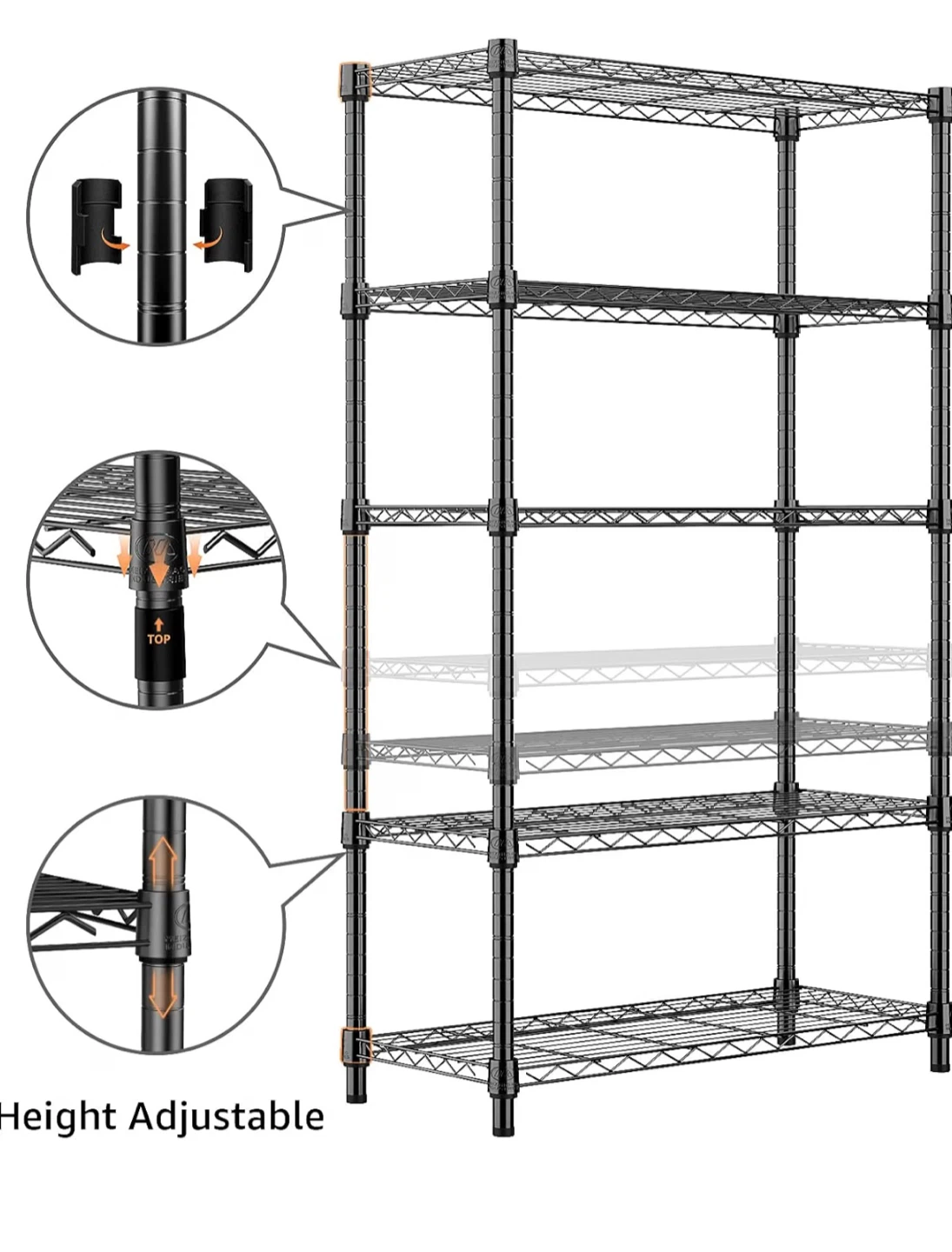 5-Tier Adjustable Wire Storage Shelving Unit - photo 5