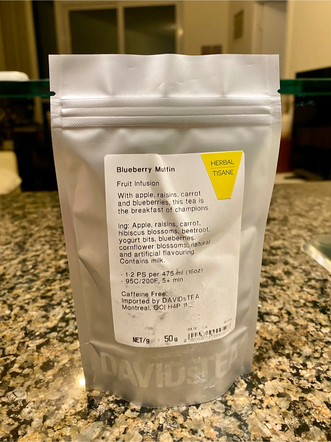 FULL BAG - DAVIDsTEA Blueberry Muffin Herbal Tea