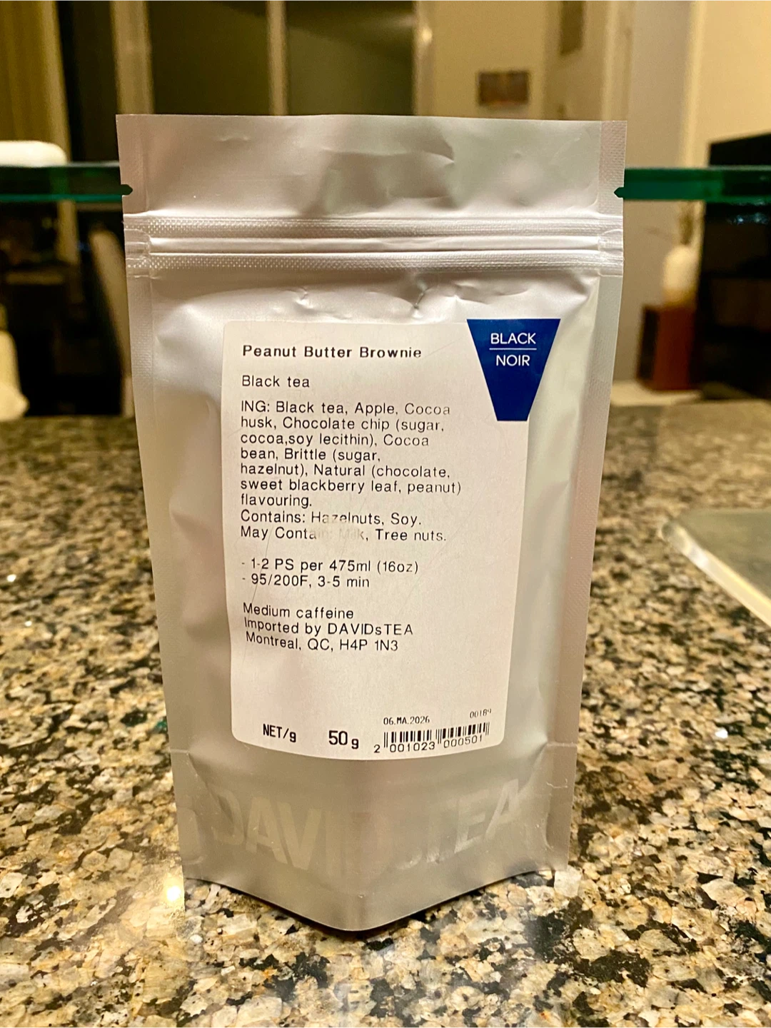 FULL BAG - DAVIDsTEA Peanut Butter Brownie Black Tea 50g