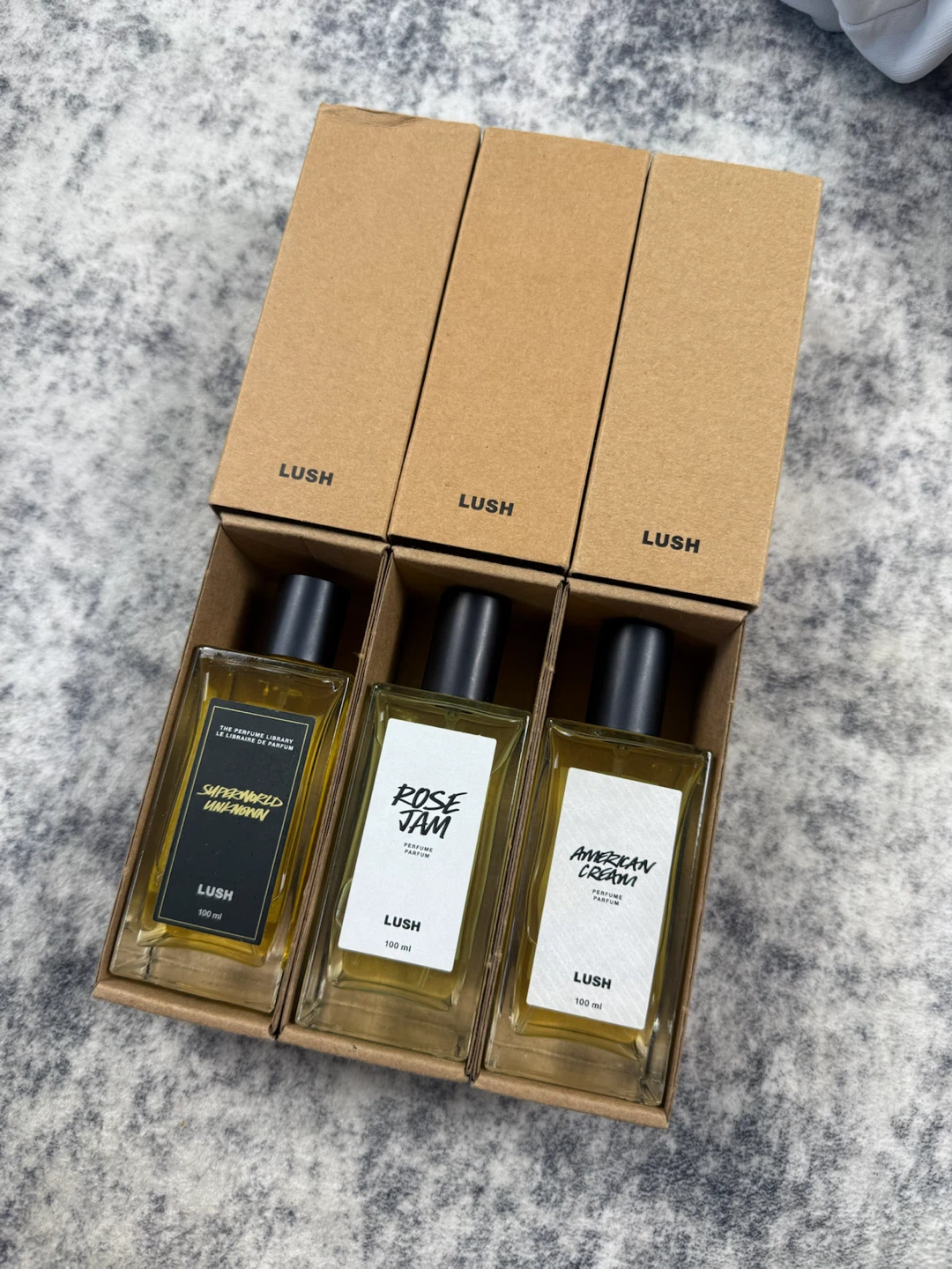 LUSH Perfume Lot  Superworld Unknown, Rose Jam & American Cream