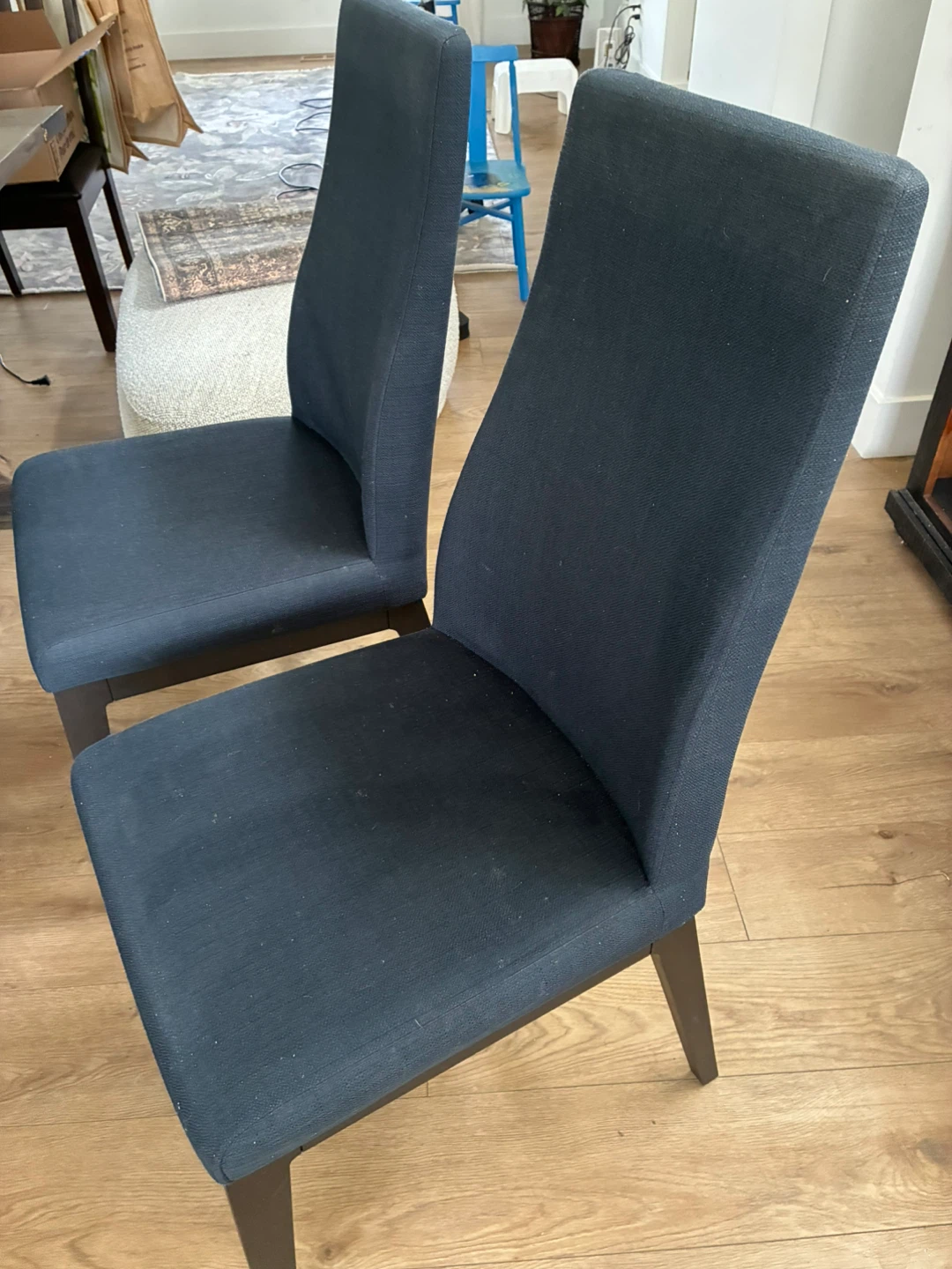 Set of Two Navy Blue Upholstered Dining Chairs - photo 3