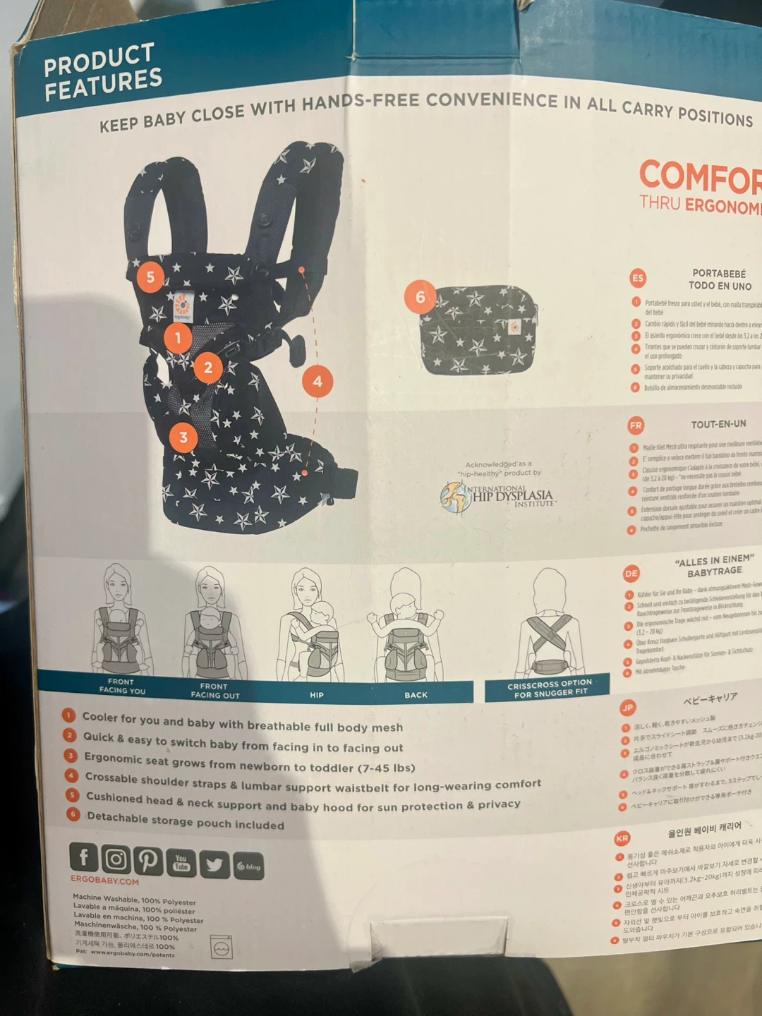 Ergobaby Omni 360 Cool Air Mesh Baby Carrier Black Stars - photo 5