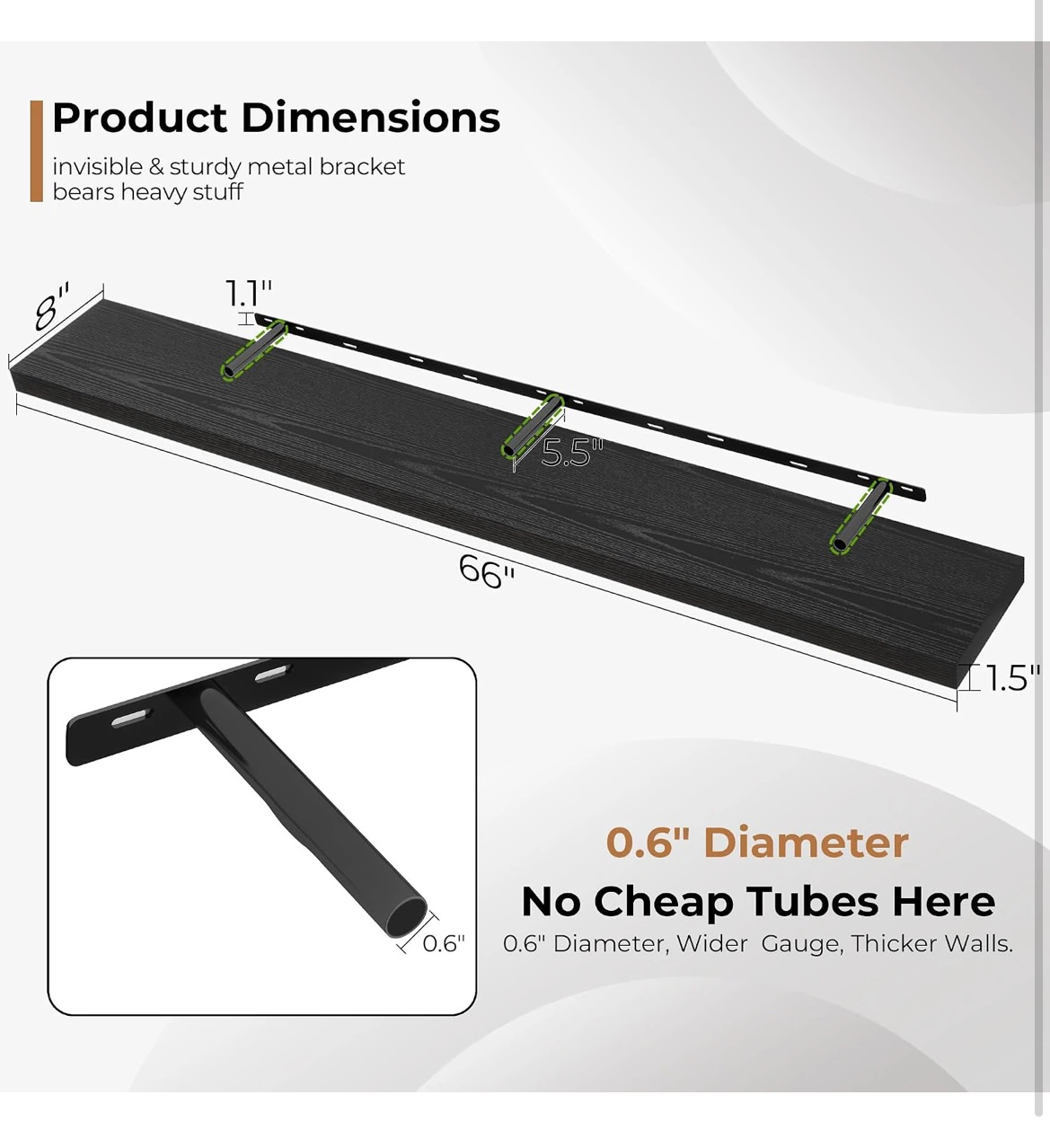 Black Floating Wall Shelf - photo 3