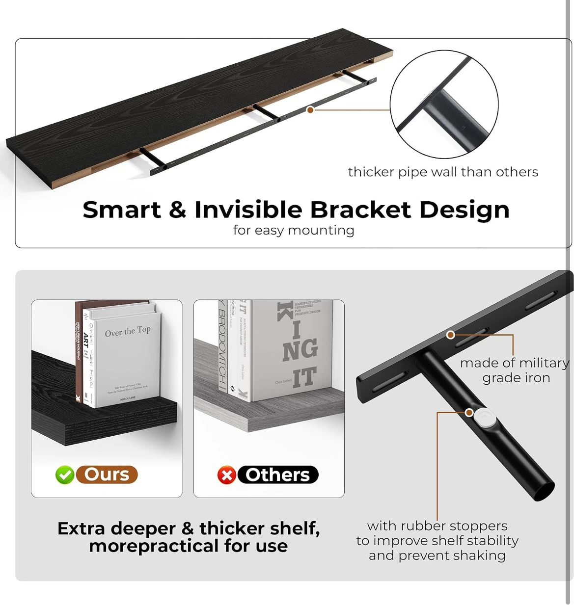 Black Floating Wall Shelf - photo 5