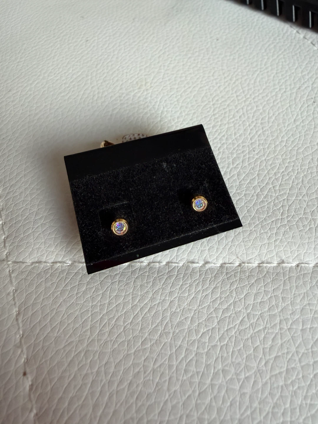 Stainless Steel Gold Tone Iridescent Stud Earrings