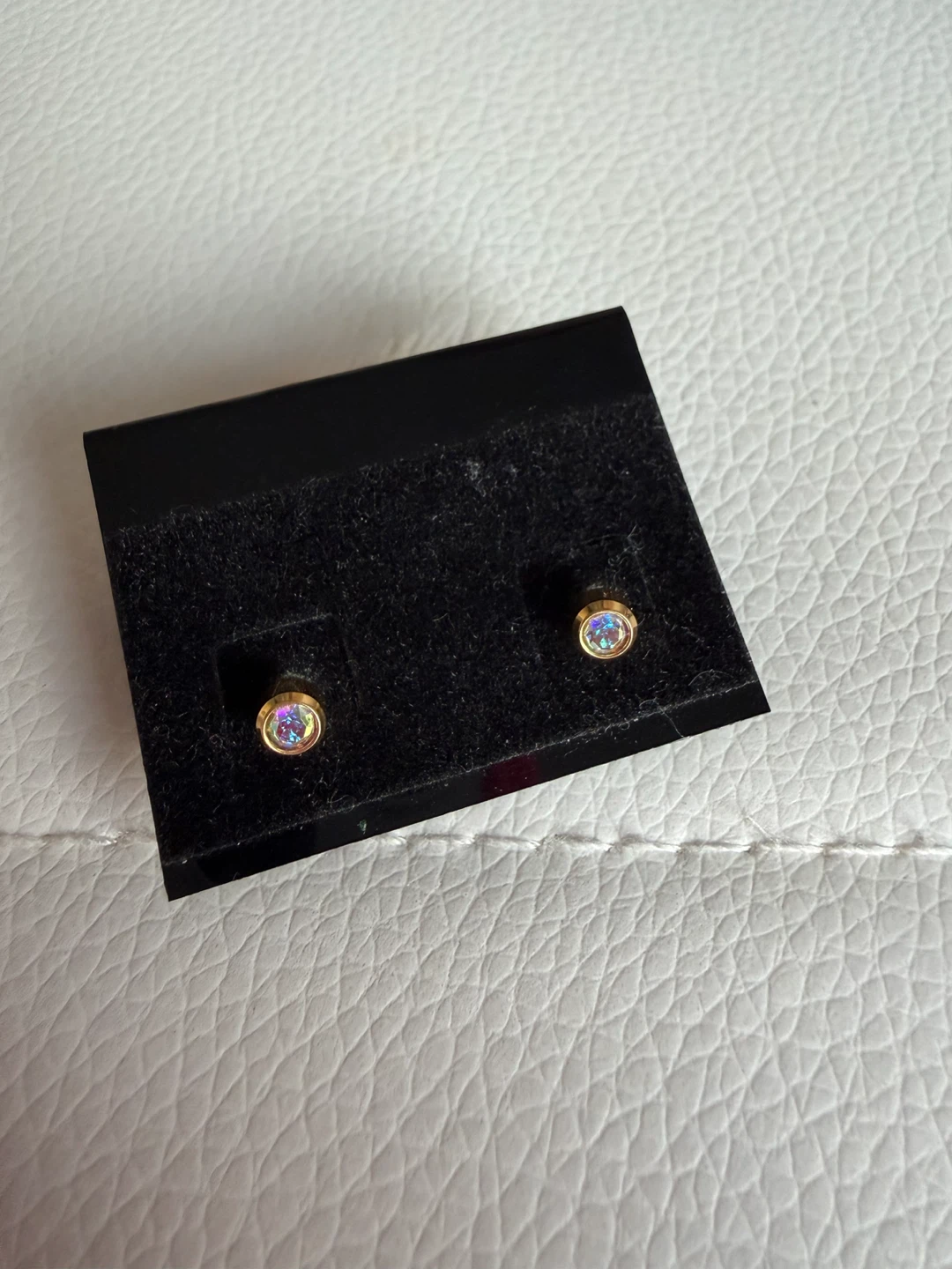Stainless Steel Gold Tone Iridescent Stud Earrings - photo 2