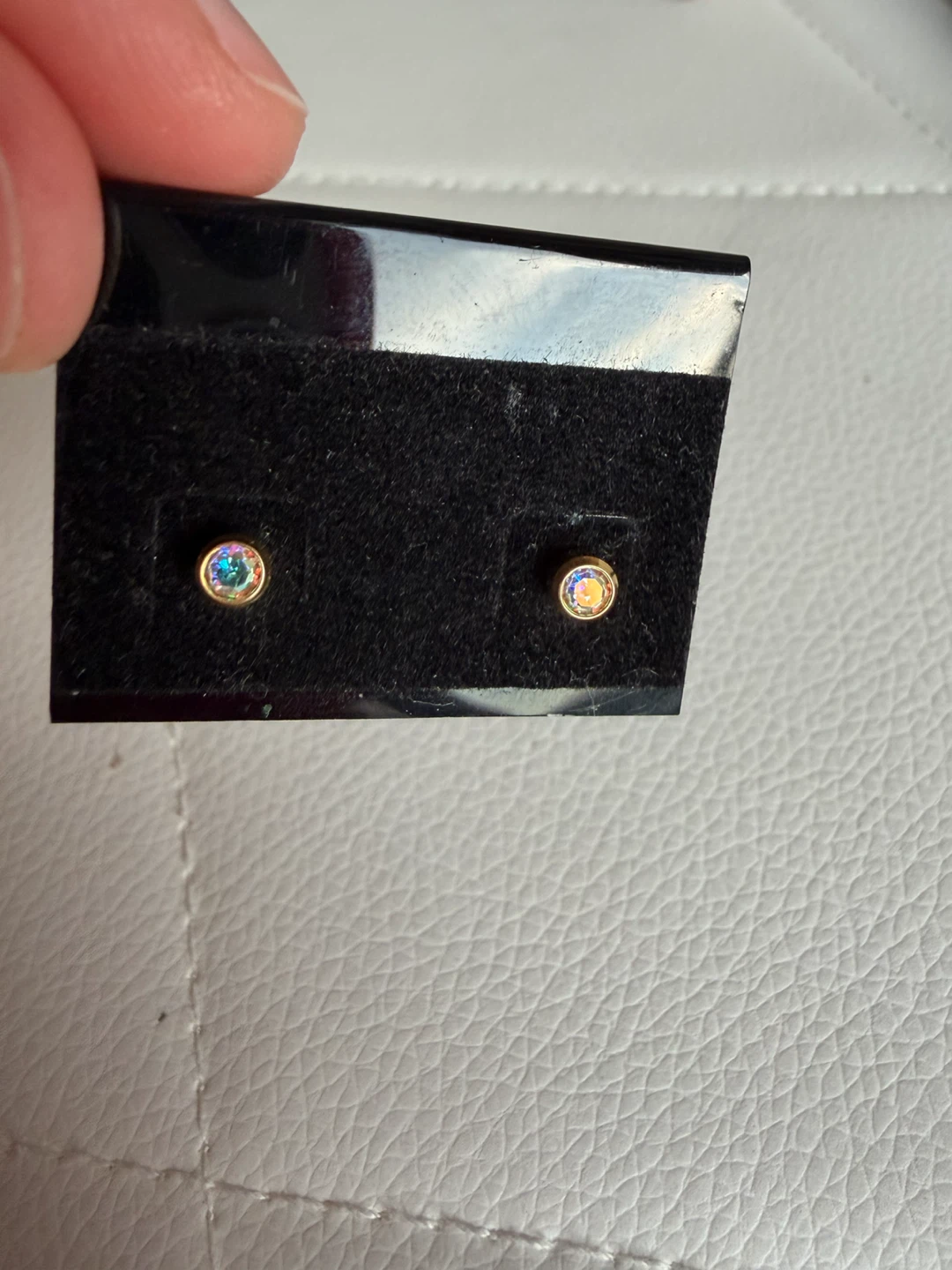 Stainless Steel Gold Tone Iridescent Stud Earrings - photo 5