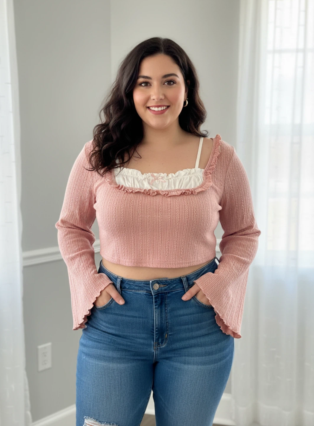 SHEIN Curve OXL pink crop top - photo 4