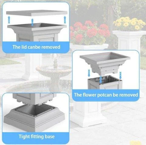 Set of 2 Tall White Outdoor Planters - photo 5