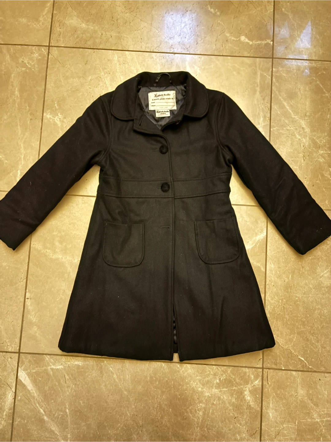 Lullah bette Girls Black Wool-Blend Coat