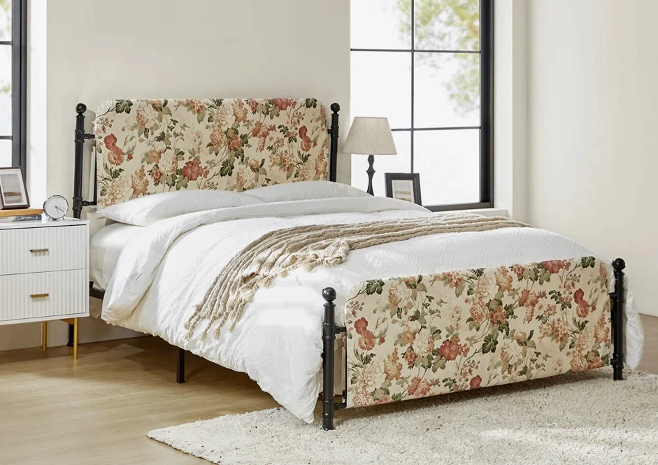 Pristine Queen Size Floral Metal Bed Frame